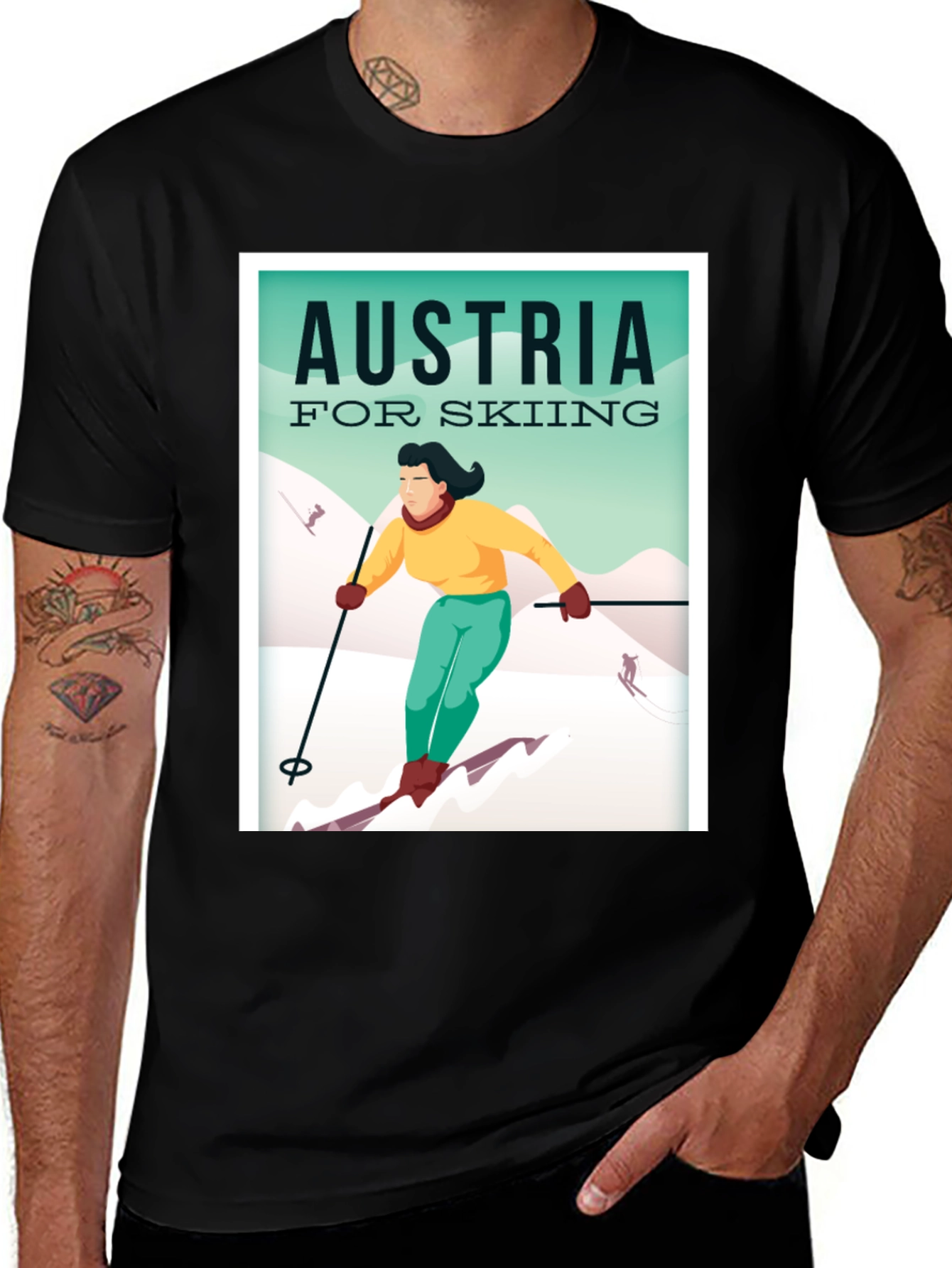 Austria Skiing T-Shirt - Vintage Travel Design