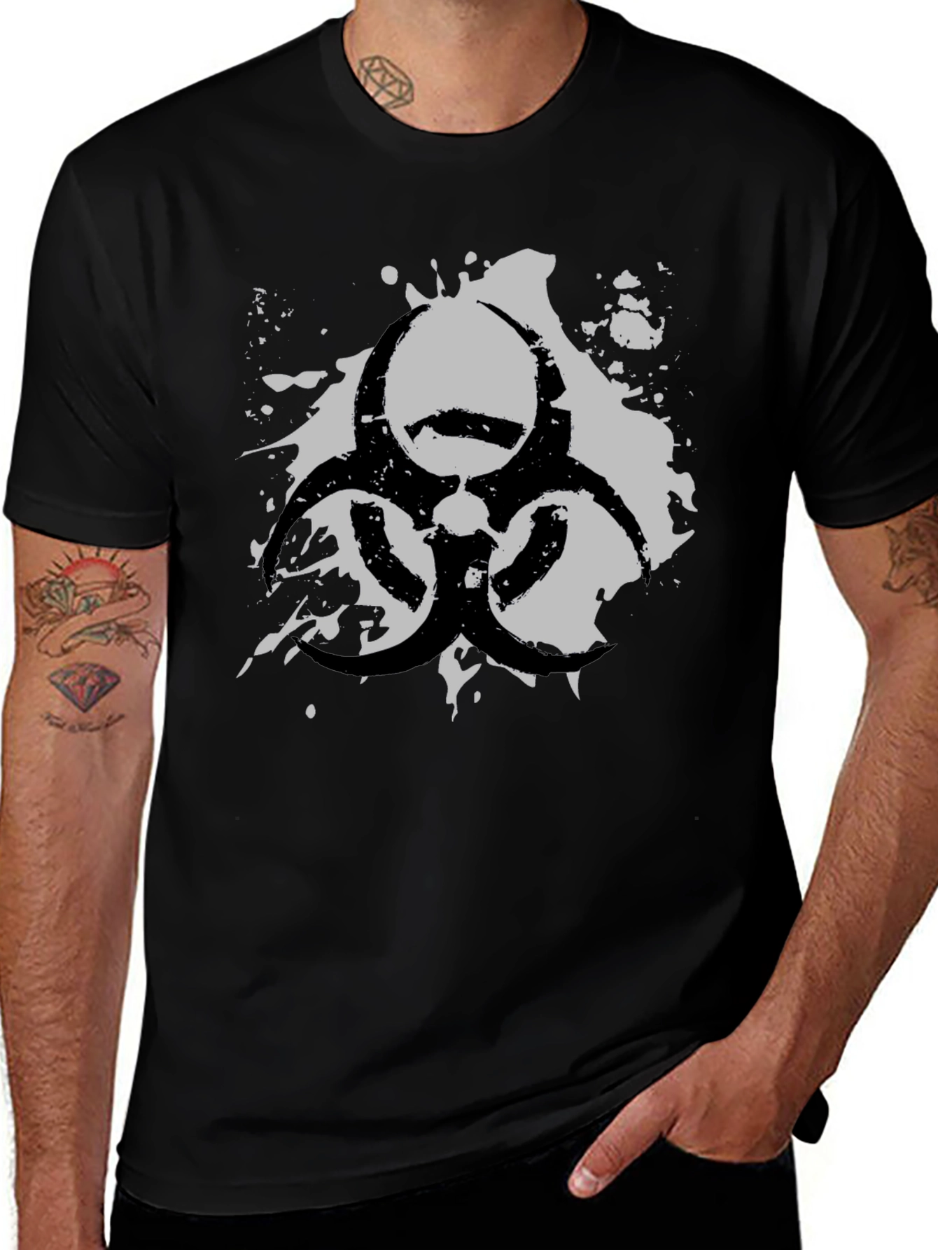 Variant 8 of Biohazard Symbol Graphic T-Shirt - Grunge Style
