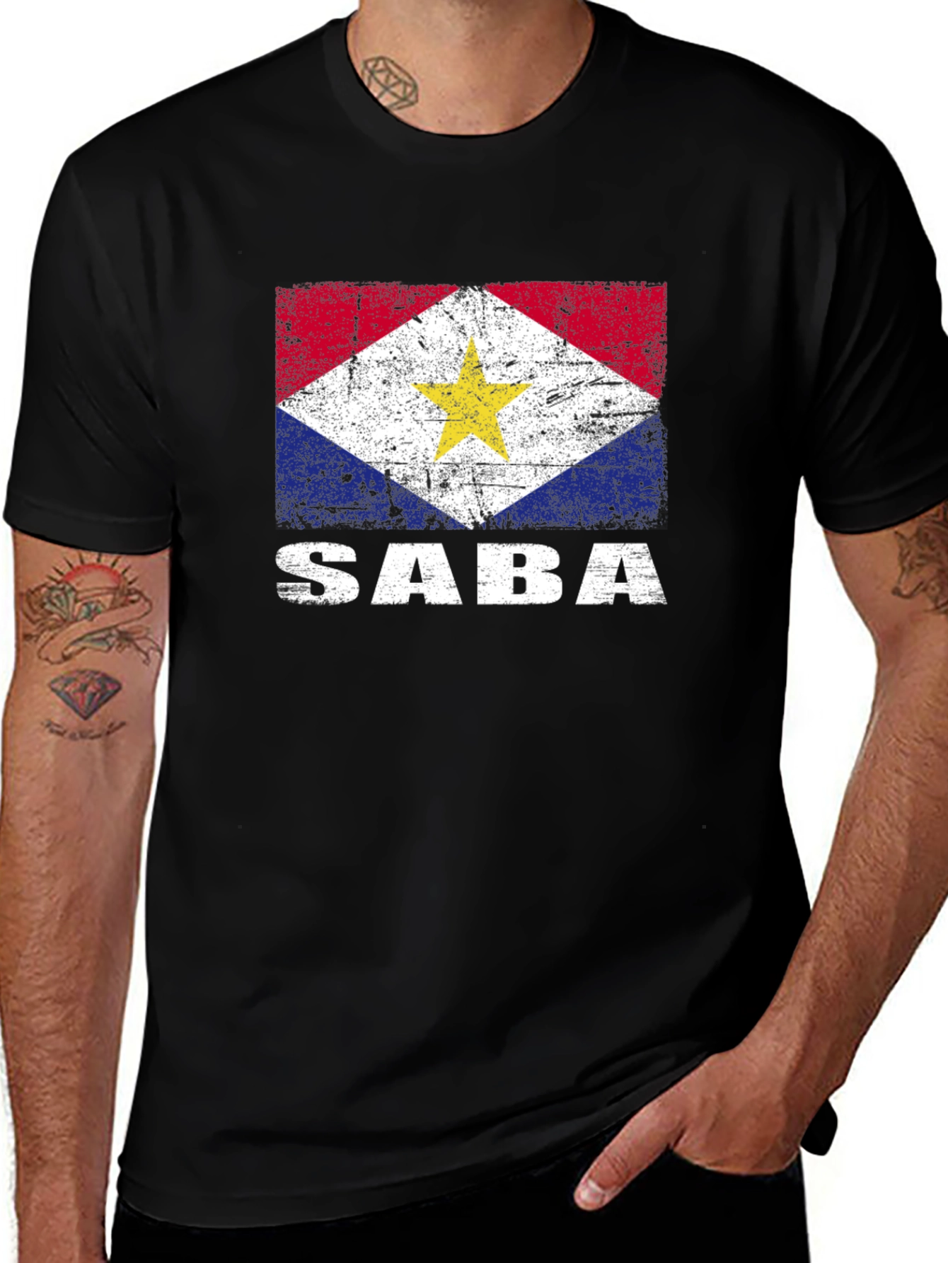 Saba Flag T-Shirt, Island Pride Tee