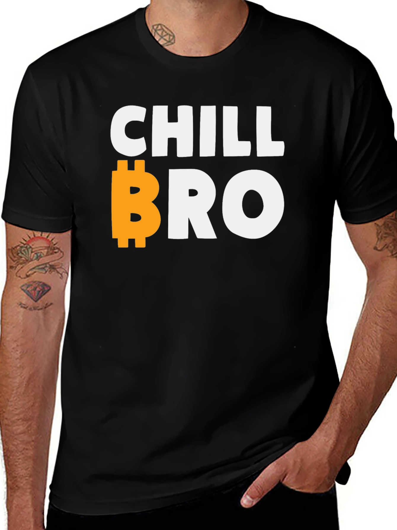 Variant 15 of Chill Bro Bitcoin Graphic Tee - Black T-Shirt