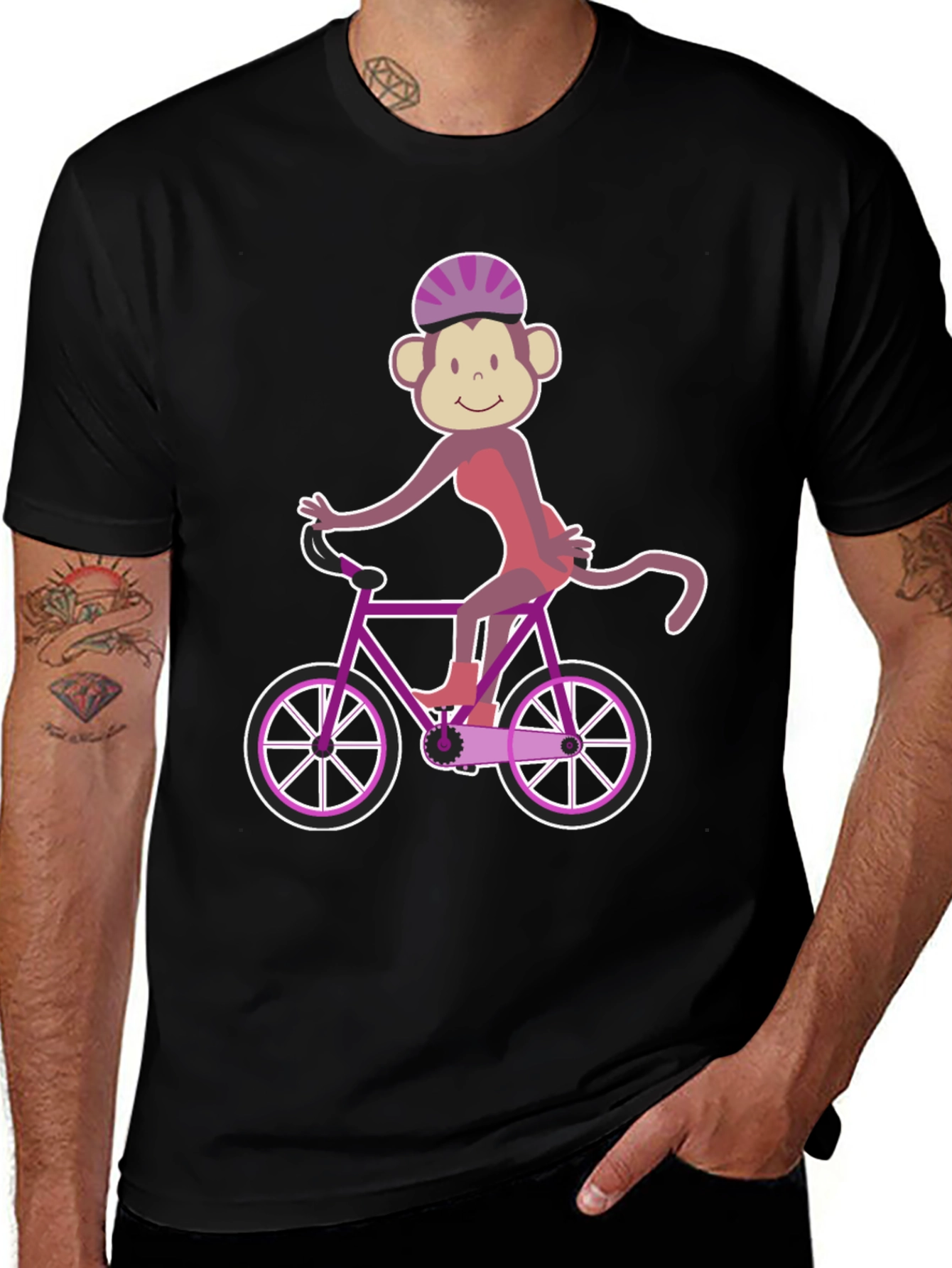 Variant 3 of Monkey Riding Bike Graphic Tee - Fun Novelty Shirt