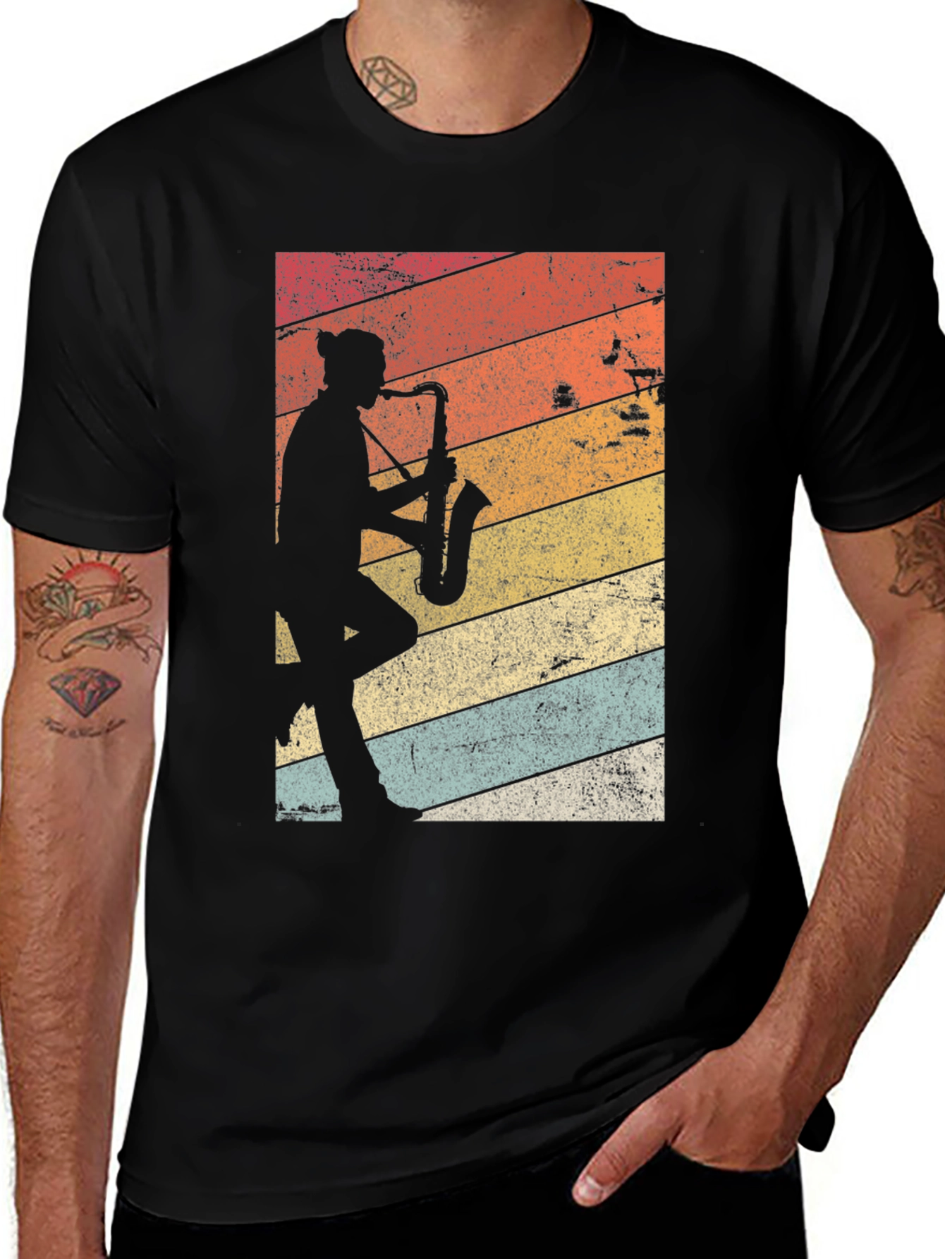 Variant 21 of Retro Saxophone Player Graphic Tee