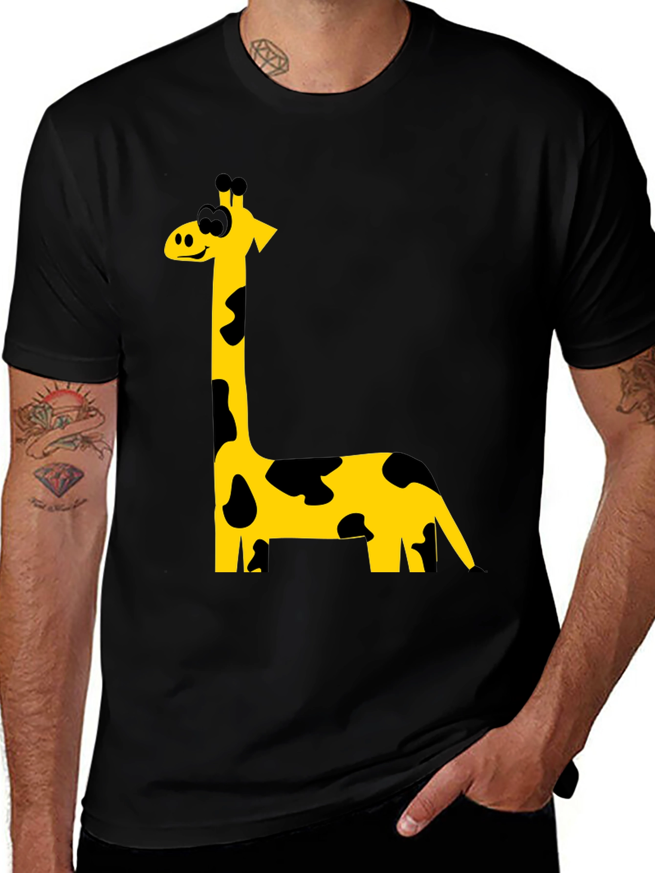 Variant 7 of Giraffe Graphic Tee - Men's Black T-Shirt