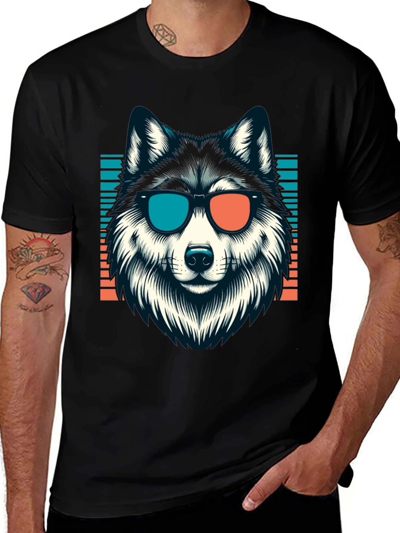 Cool Husky Graphic Tee - Retro Style