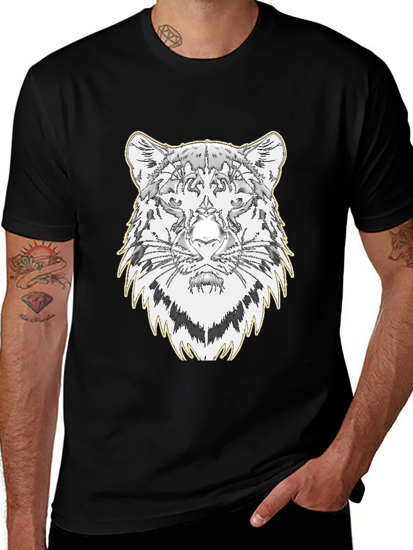 Variant 8 of Cool Tiger Graphic Tee - Men's Black T-Shirt