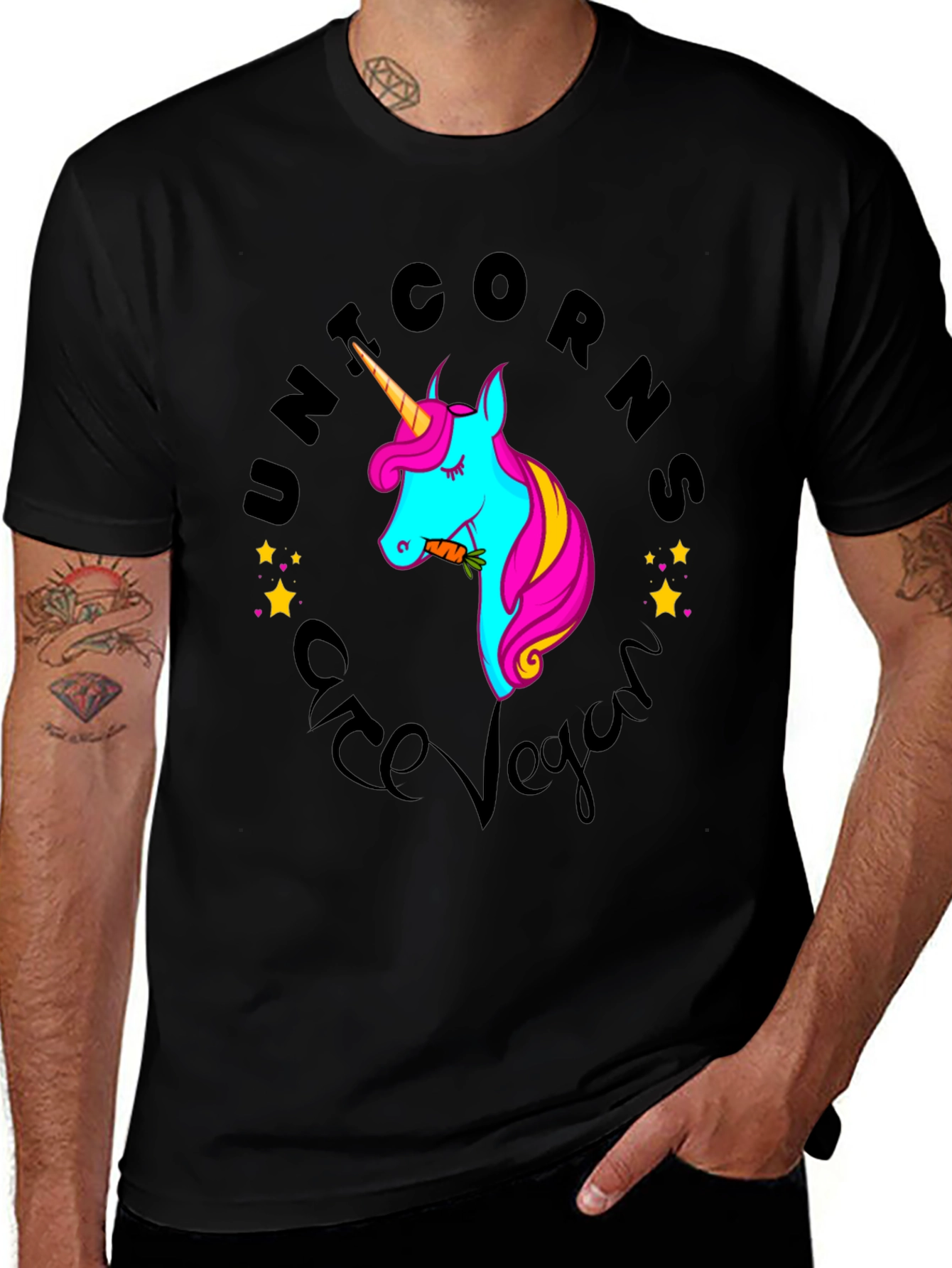 Variant 29 of Unicorns Are Vegan Black T-Shirt