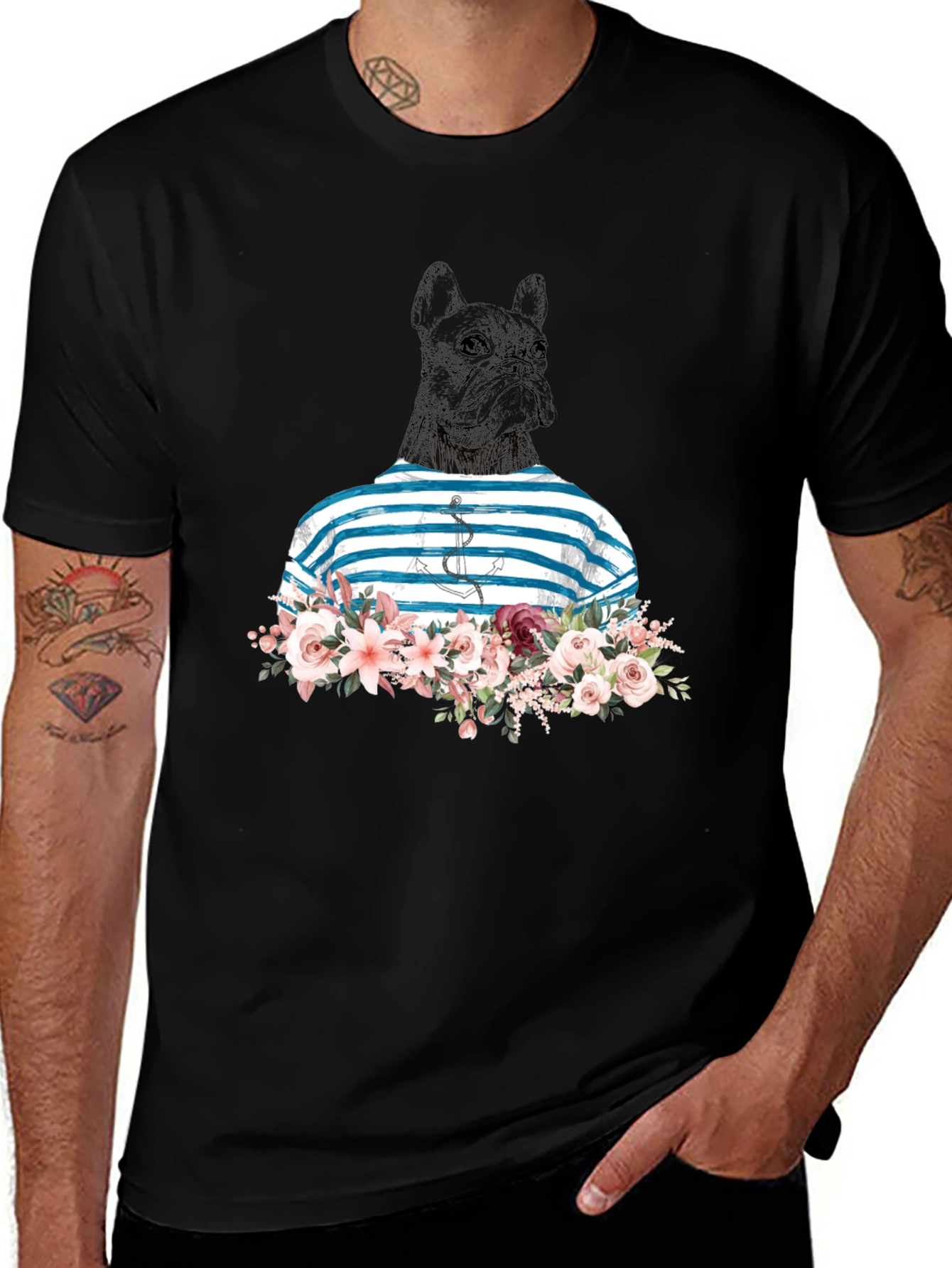 Variant 17 of Dog Sailor Floral T-Shirt - Stylish & Unique