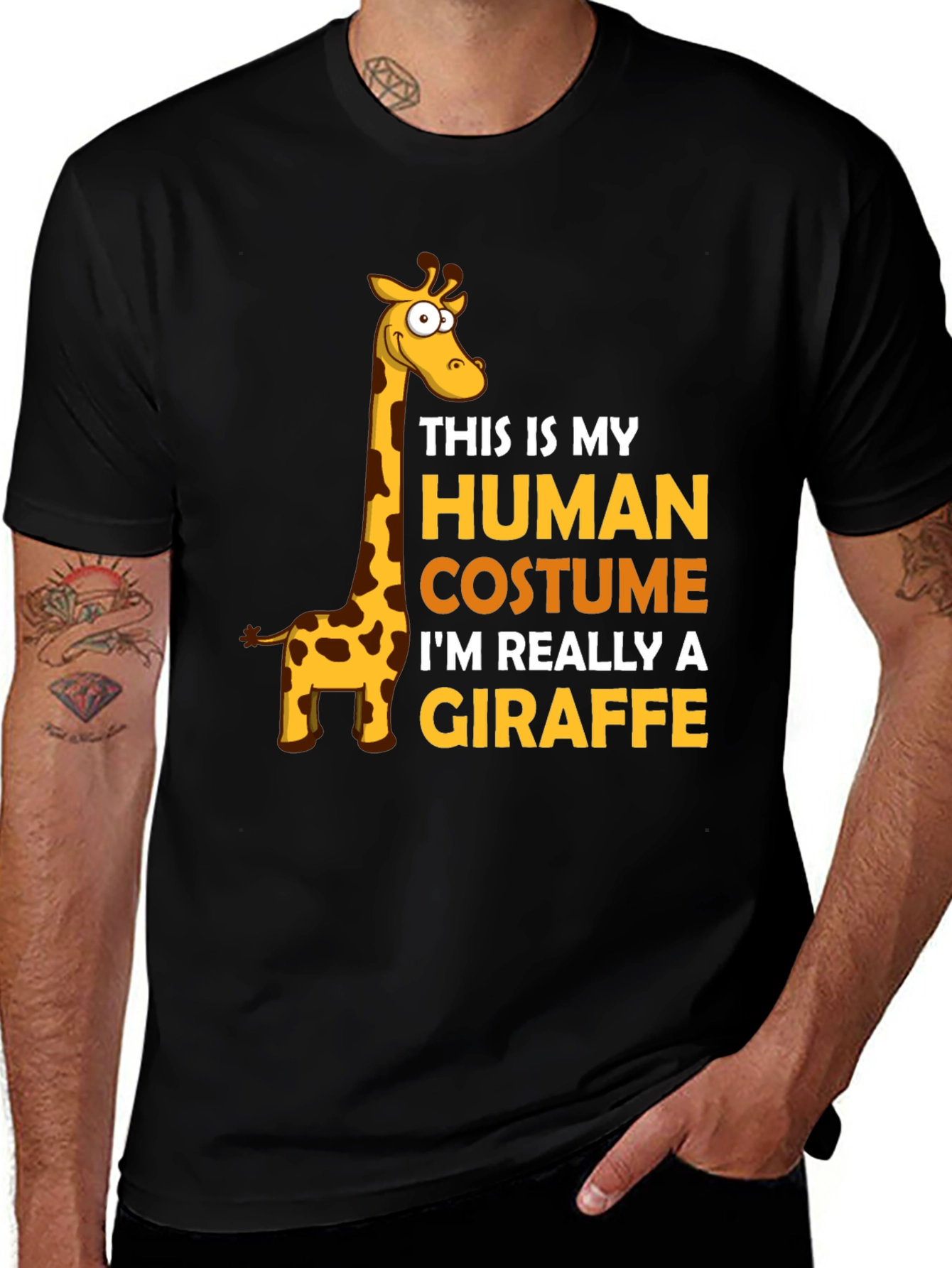Variant 21 of Human Costume Giraffe T-Shirt: Funny Animal Tee