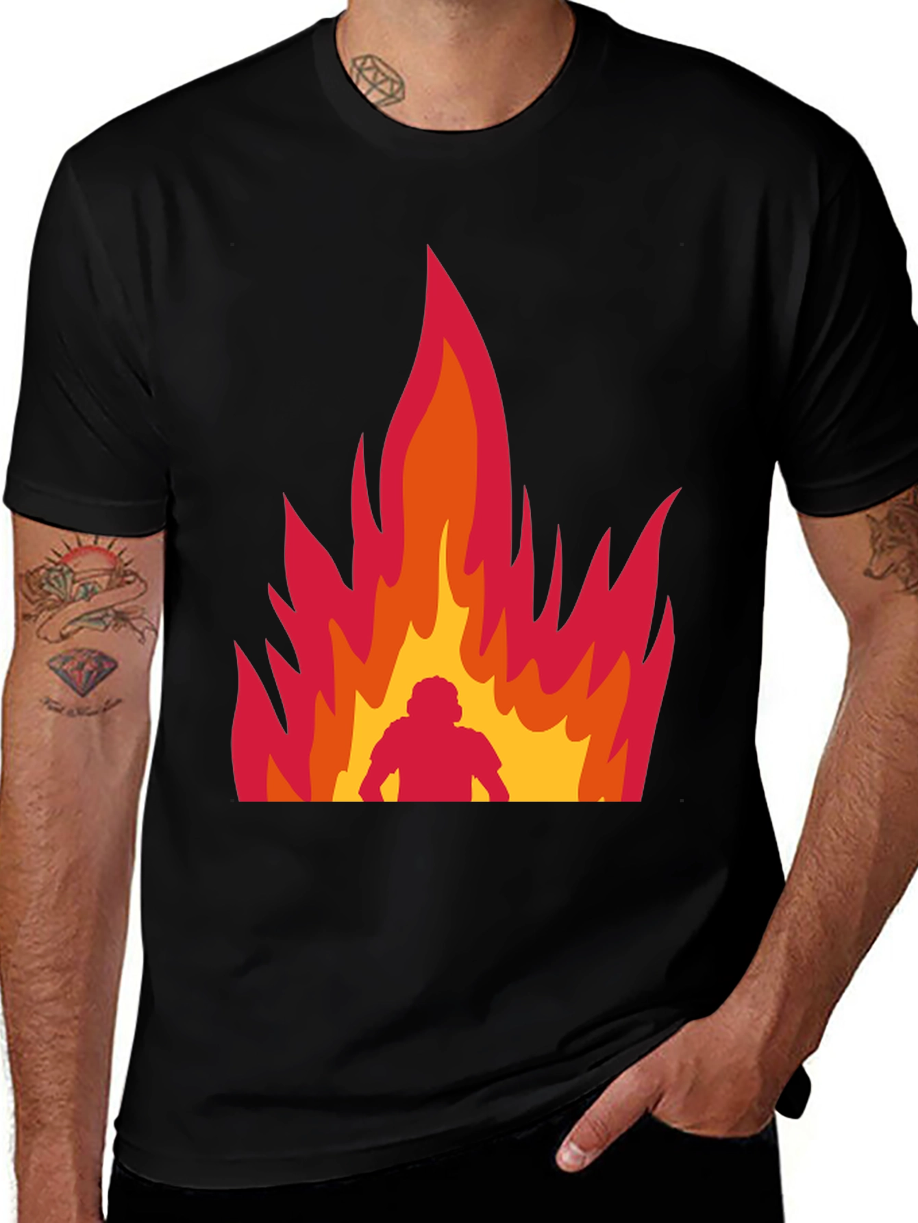 Variant 22 of Flaming Man Graphic Tee - Bold Statement Shirt