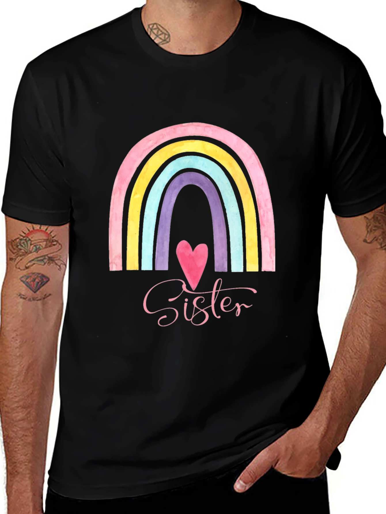 Variant 21 of Sister Rainbow Heart Graphic Tee