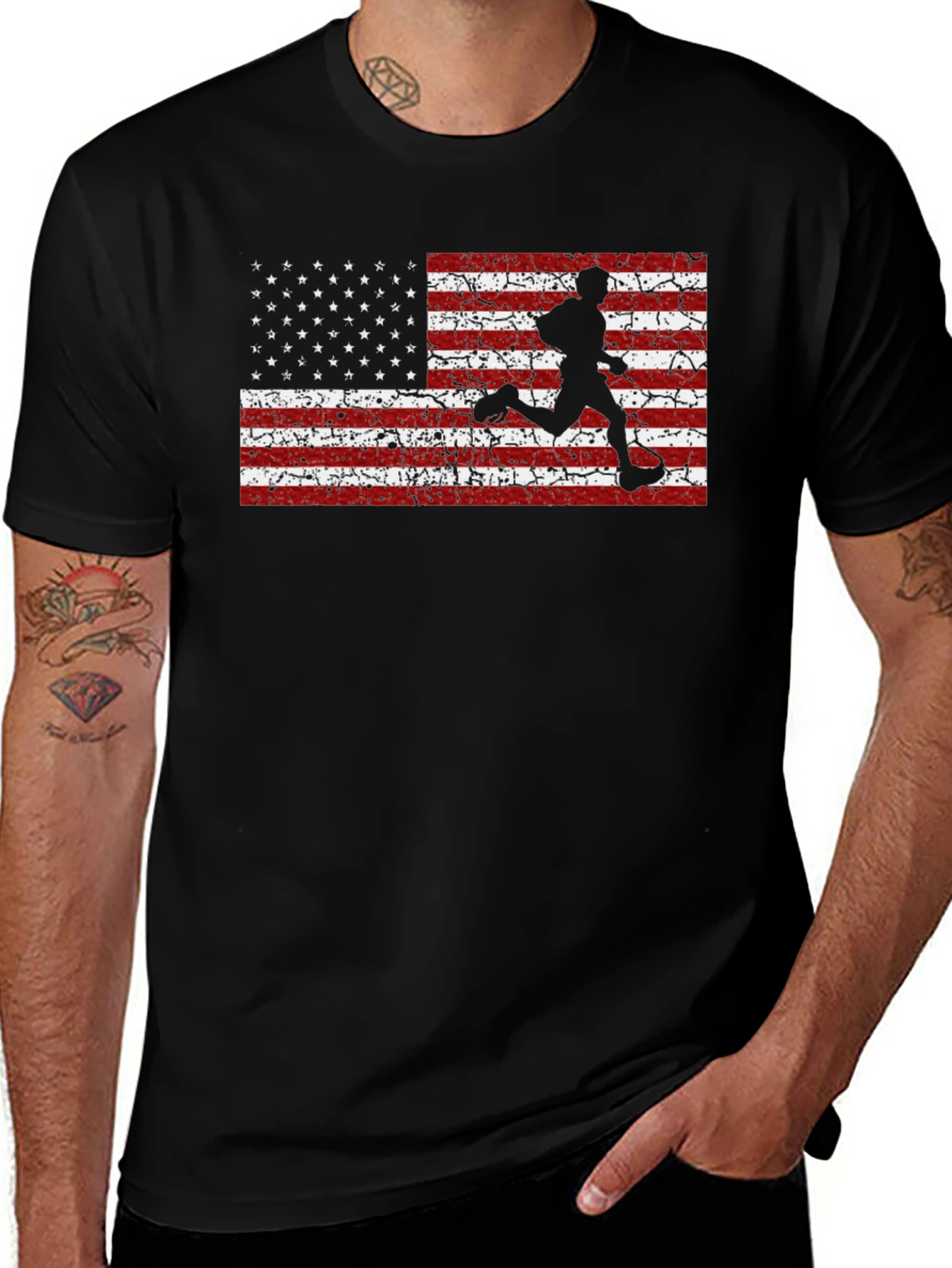 Variant 6 of American Flag Runner Graphic T-Shirt