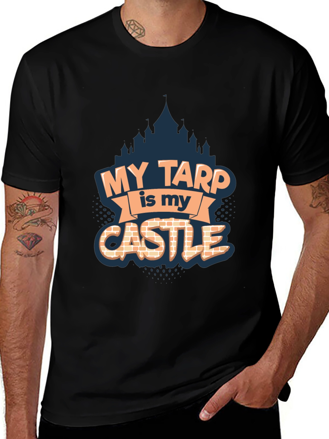 Variant 6 of My Tarp Is My Castle T-Shirt - Camping and Outdoors