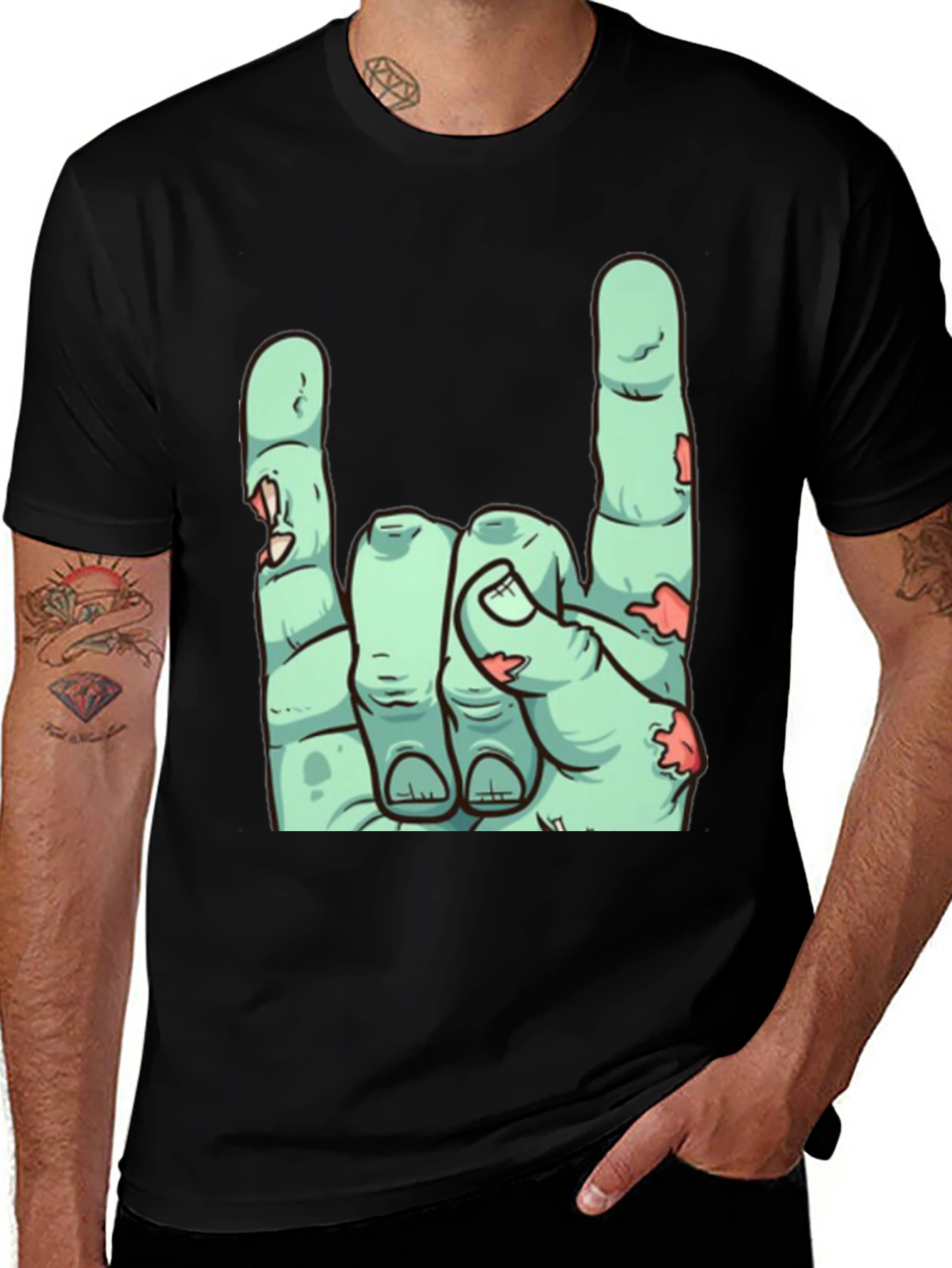 Variant 23 of Zombie Hand Rock On T-Shirt