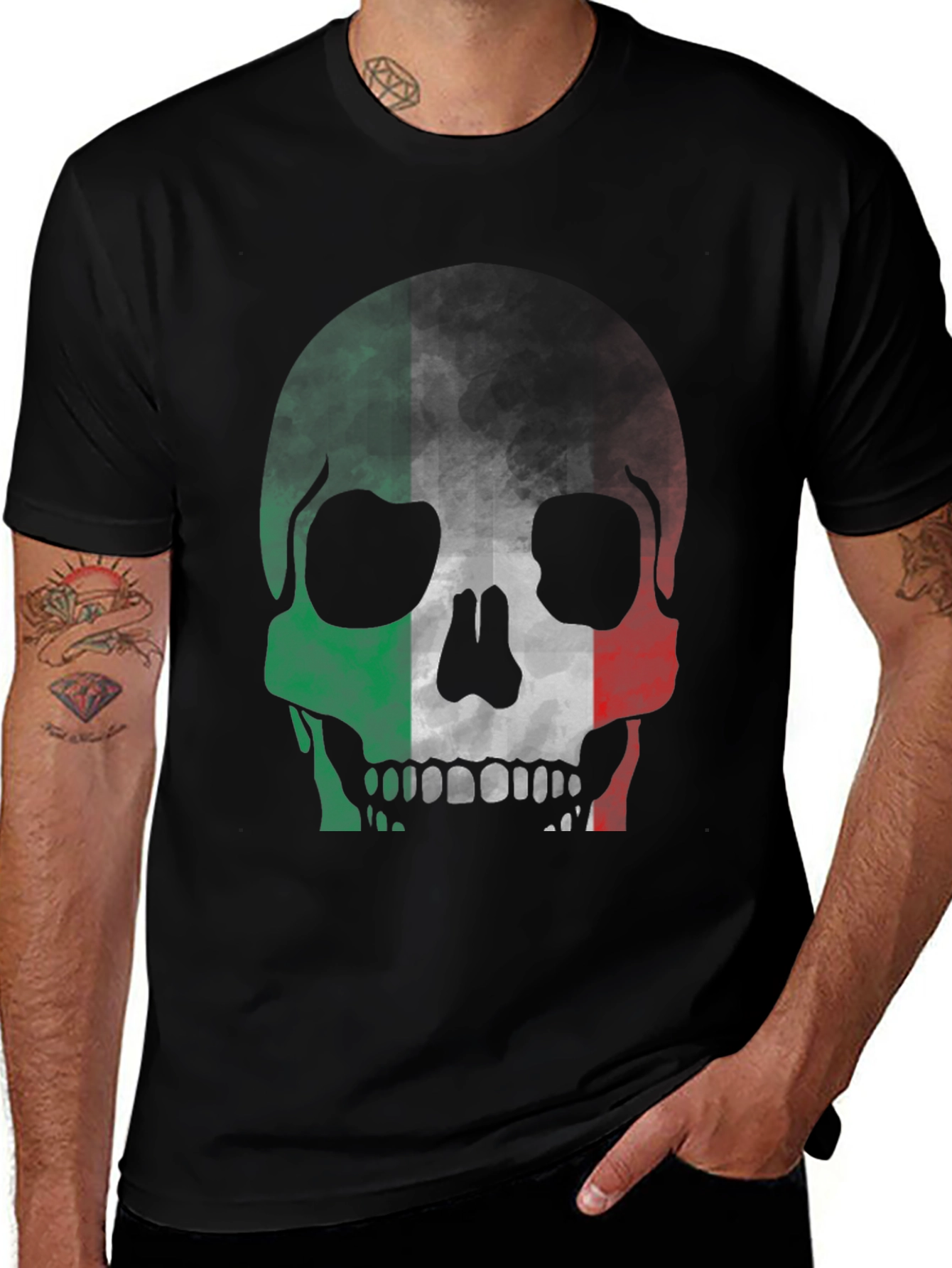 Variant 18 of Italian Flag Skull Graphic Tee