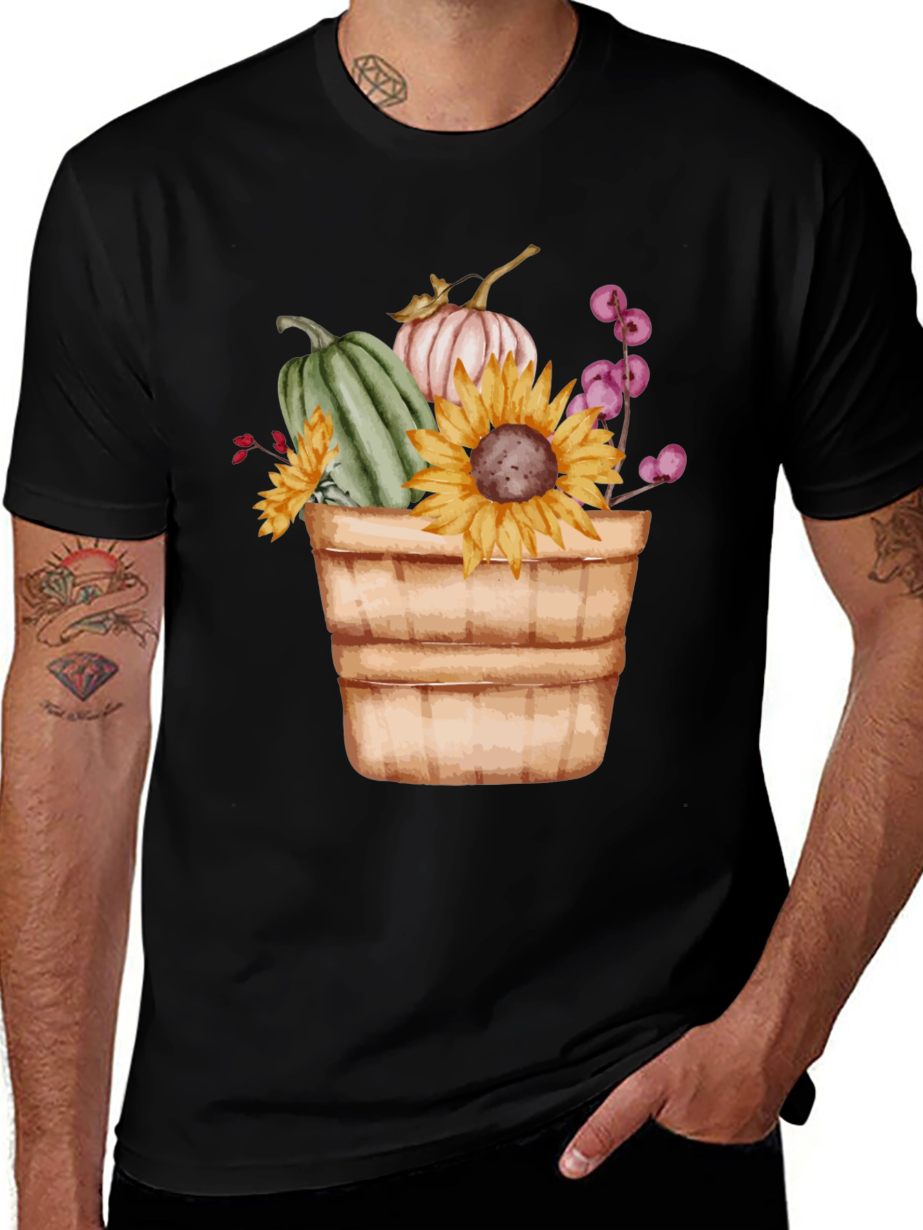 Variant 30 of Autumn Harvest T-Shirt: Pumpkins & Sunflowers