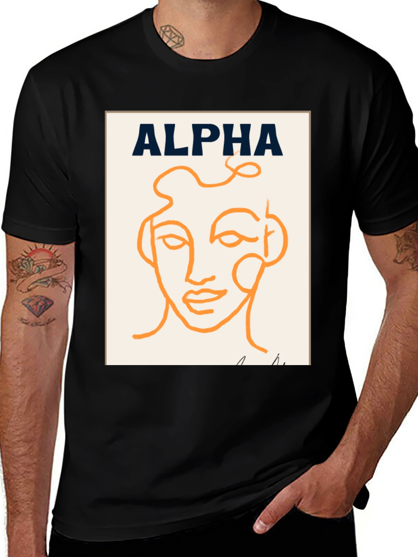 Variant 17 of Alpha Abstract Face Graphic Tee - Modern Art T-Shirt
