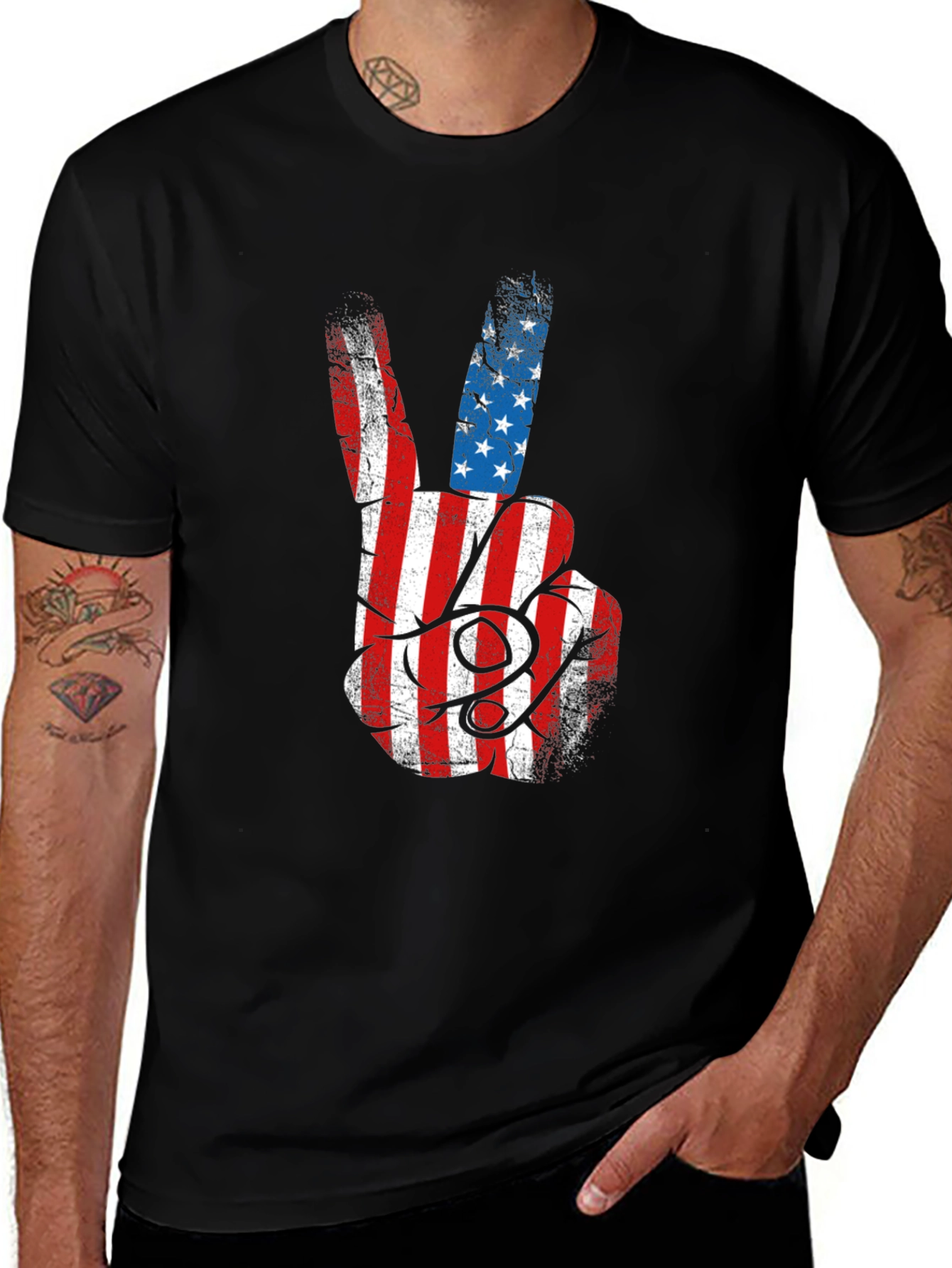 Variant 14 of American Flag Peace Sign Graphic Tee