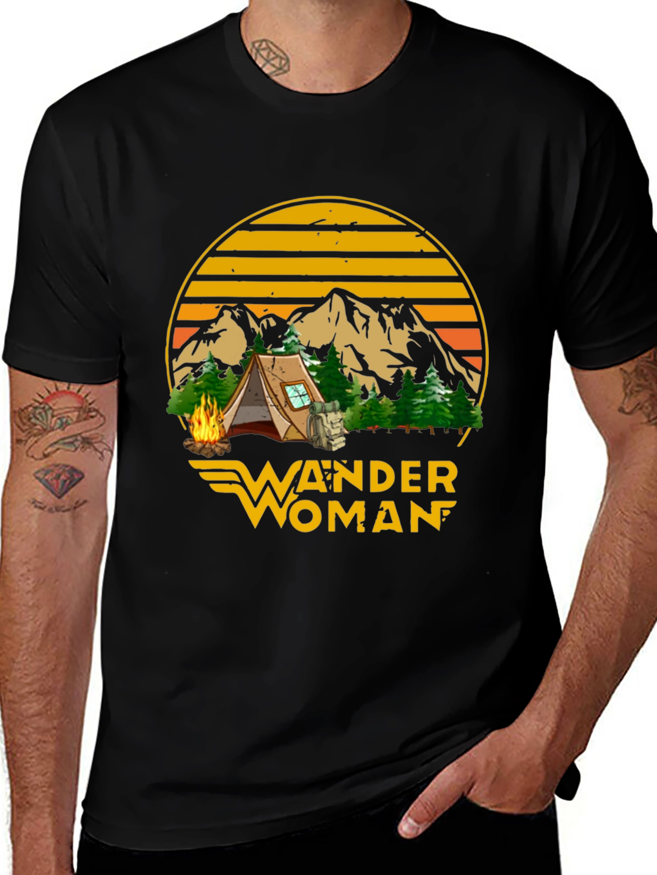 Variant 19 of Wander Woman Camping Graphic Tee - Black