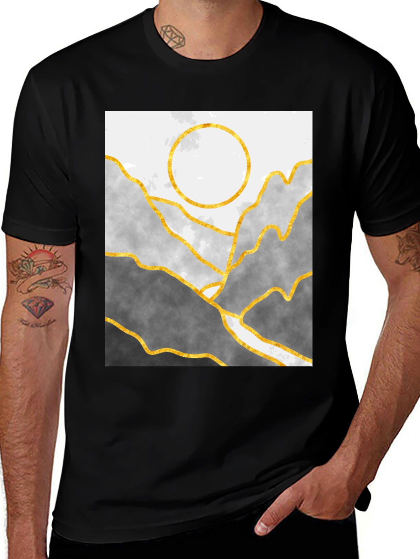 Variant 16 of Mountainscape Graphic Tee - Gold Accent