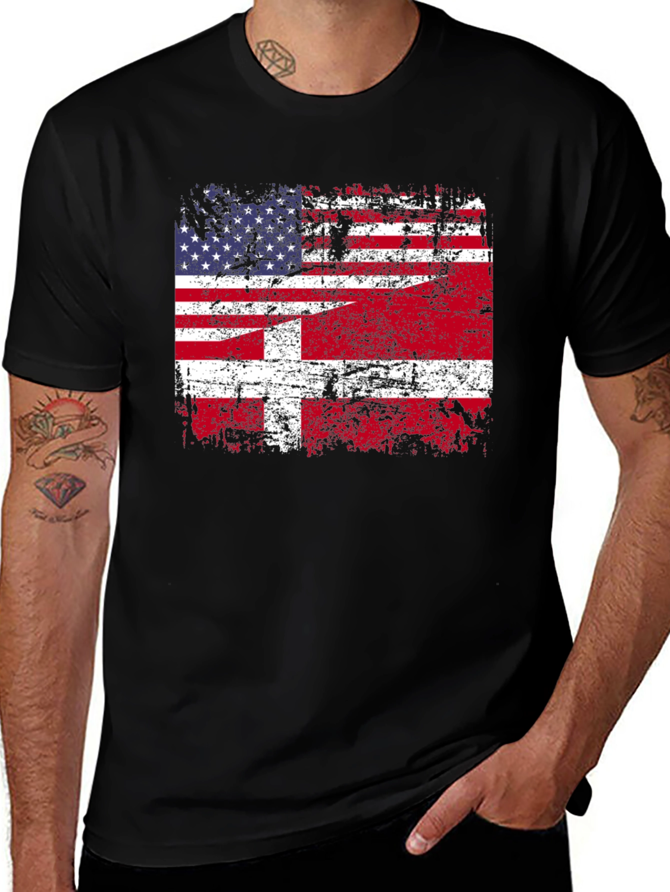 USA and Denmark Flag T-Shirt