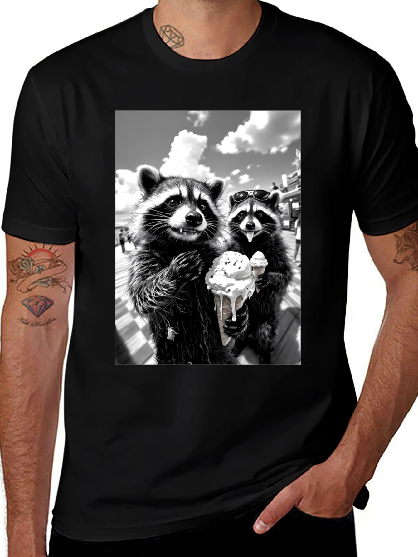 Variant 25 of Raccoon Ice Cream Graphic T-Shirt