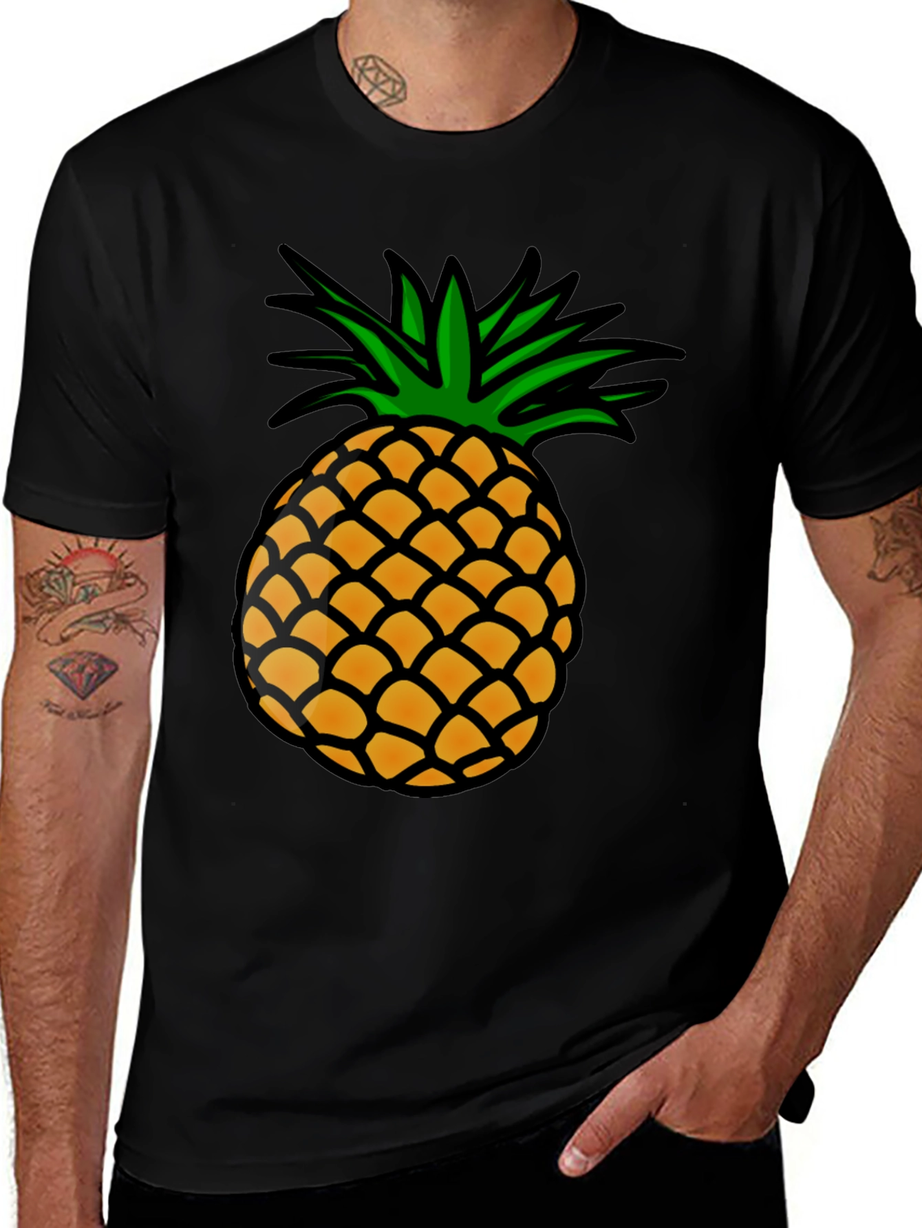 Variant 5 of Pineapple Graphic Print Black T-Shirt