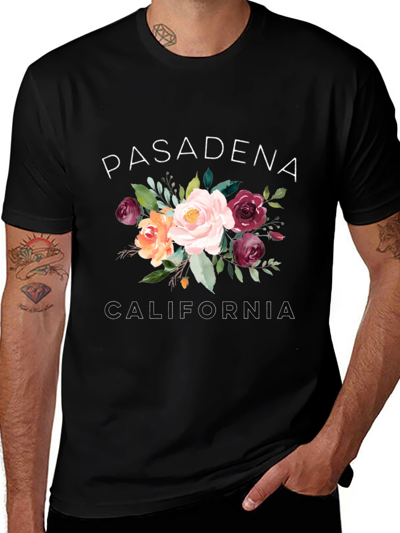 Floral Pasadena California Graphic Tee