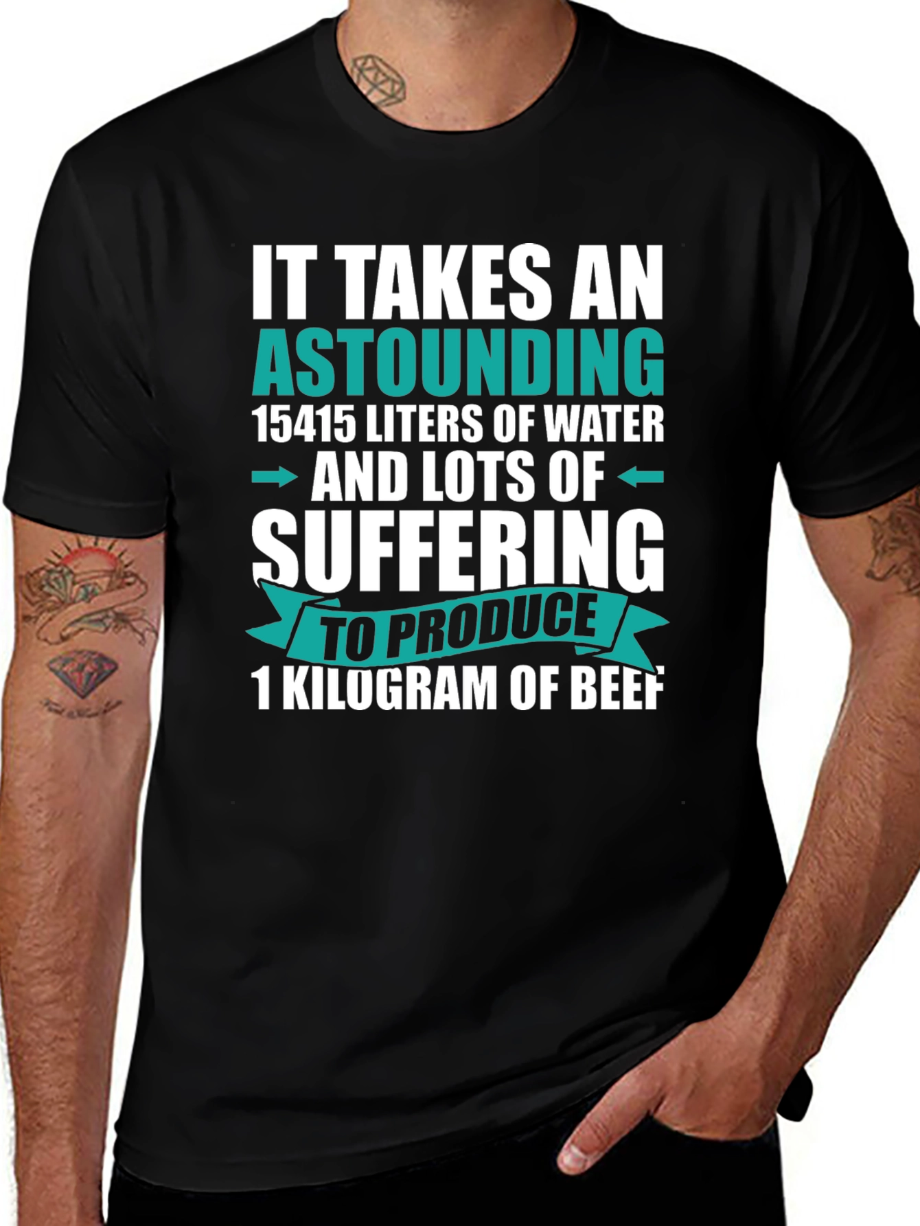 Variant 12 of Astounding Beef Fact T-Shirt - Black Cotton Tee