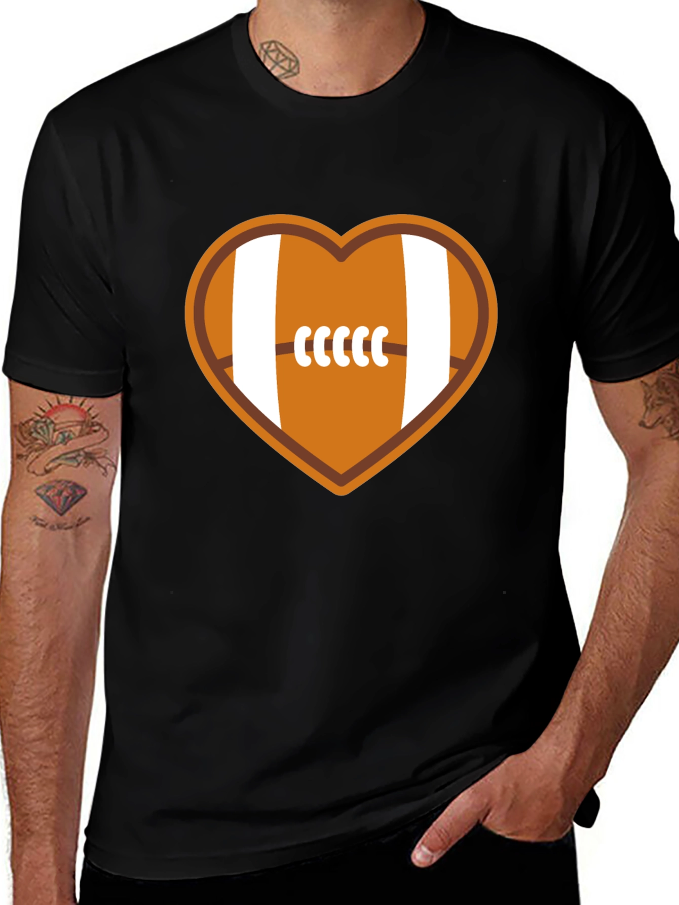 Variant 18 of Football Heart Graphic Tee - Soft Cotton Blend