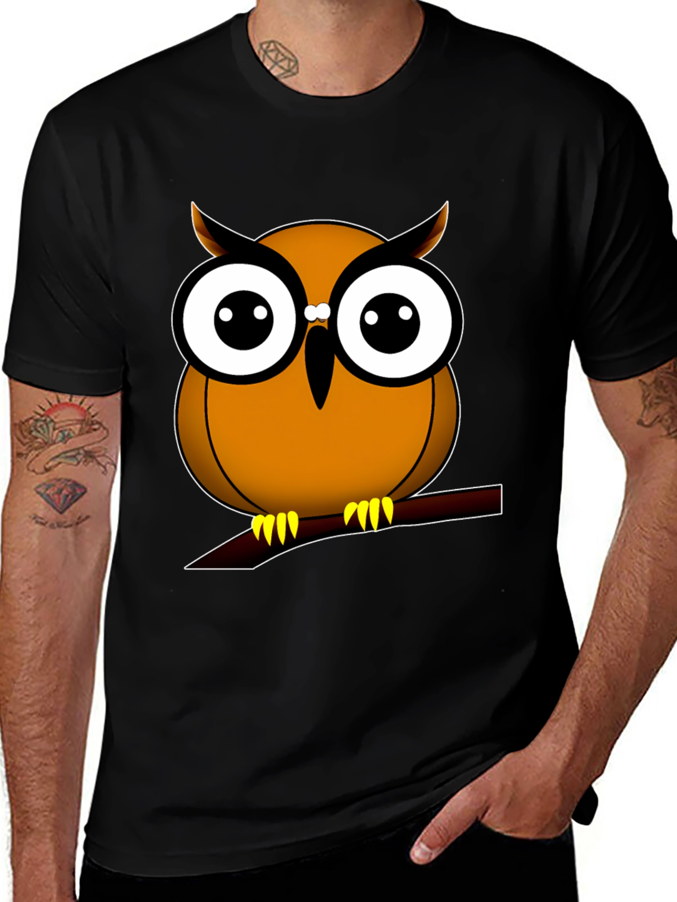 Variant 12 of Owl Graphic Print Black T-Shirt