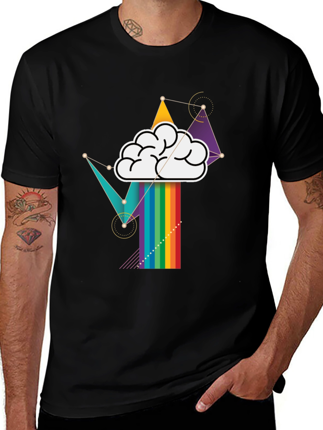 Black Brainstorm Rainbow T-Shirt main image