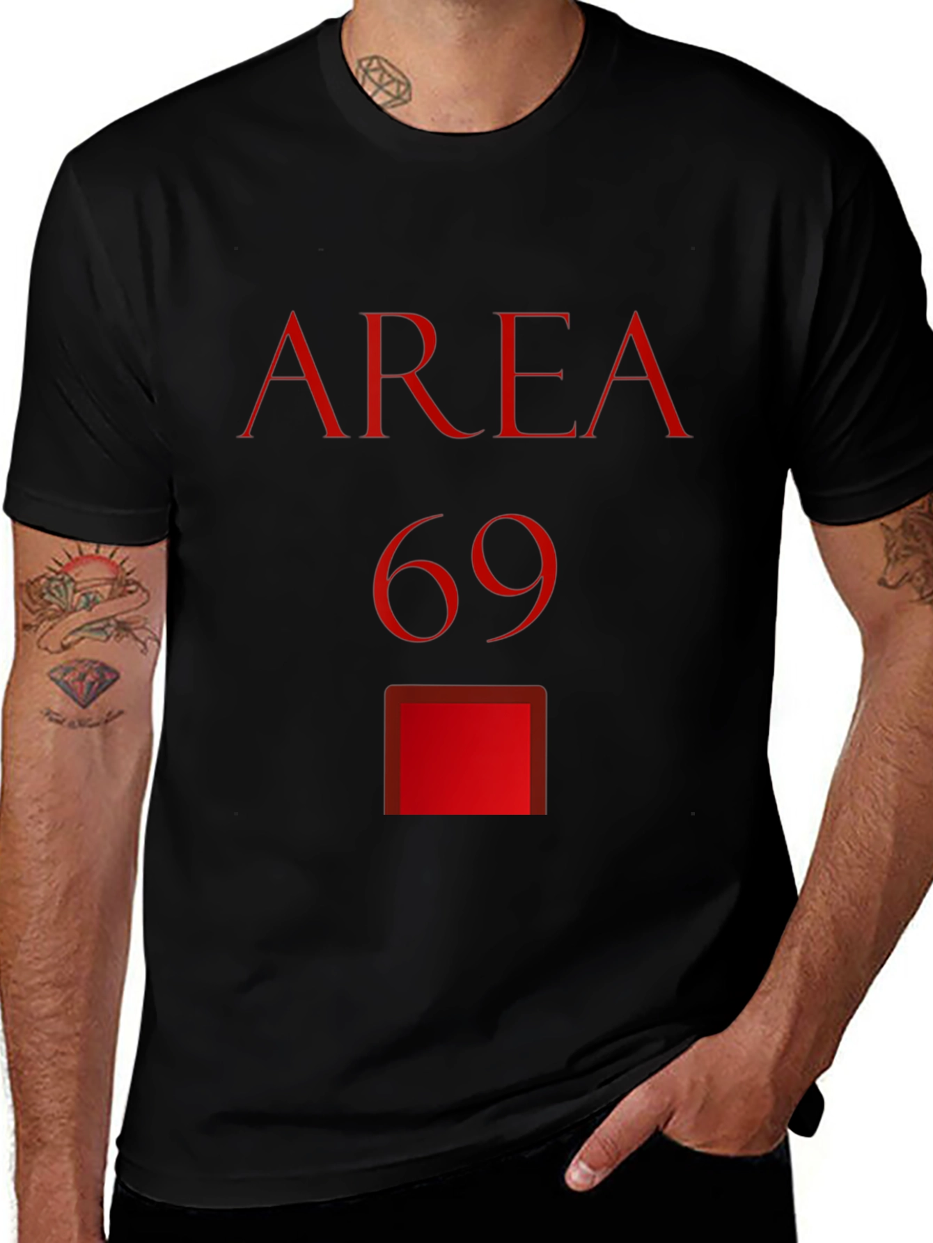 Variant 12 of Area 69 Graphic T-Shirt - Black Cotton Tee