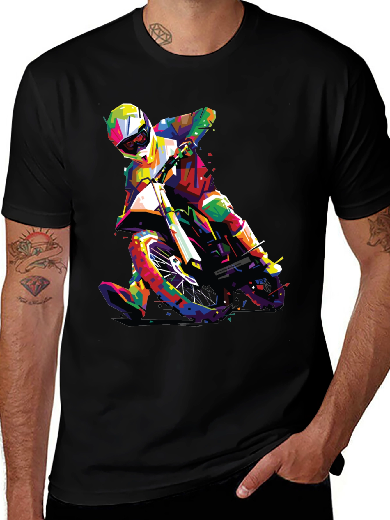 Variant 10 of Motocross Rider Graphic Tee - Cool Colorful Design