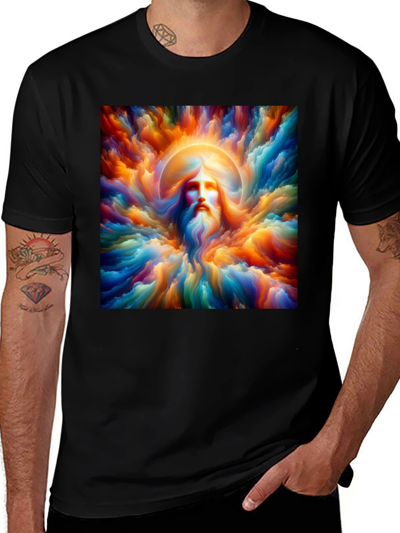 Variant 2 of Jesus Colorful Abstract Art T-Shirt