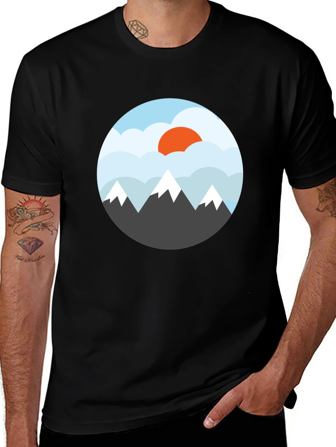 Variant 28 of Mountain Sunset Graphic Tee - Black