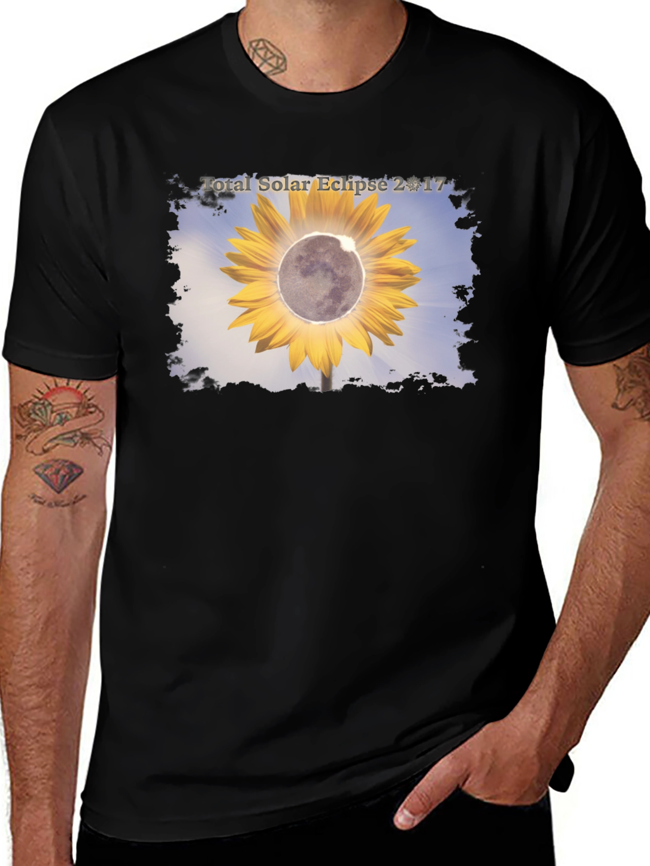 Variant 18 of Total Solar Eclipse 2017 Sunflower Black T-Shirt