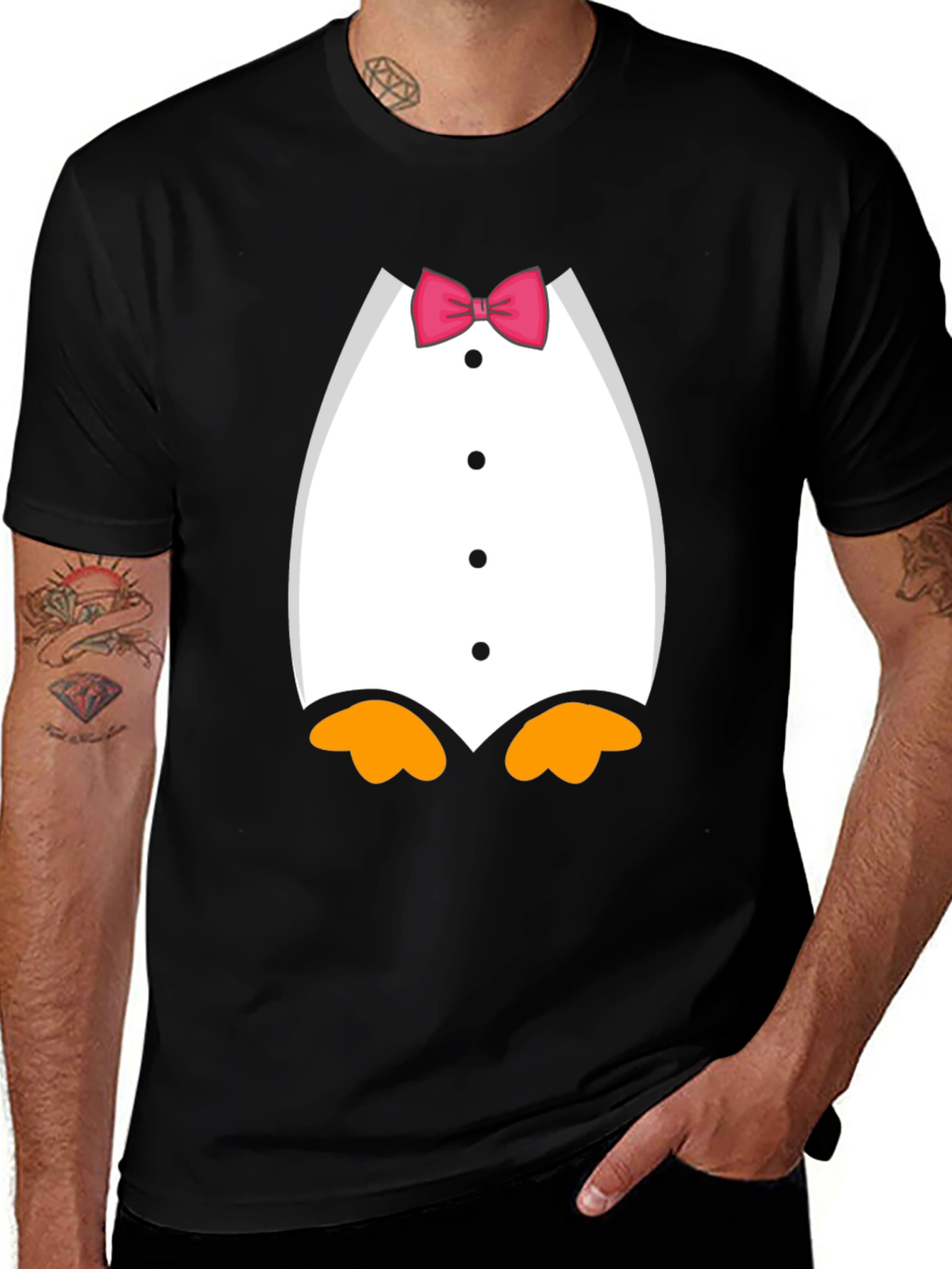 Penguin Tuxedo Bow Tie Novelty Graphic T-Shirt