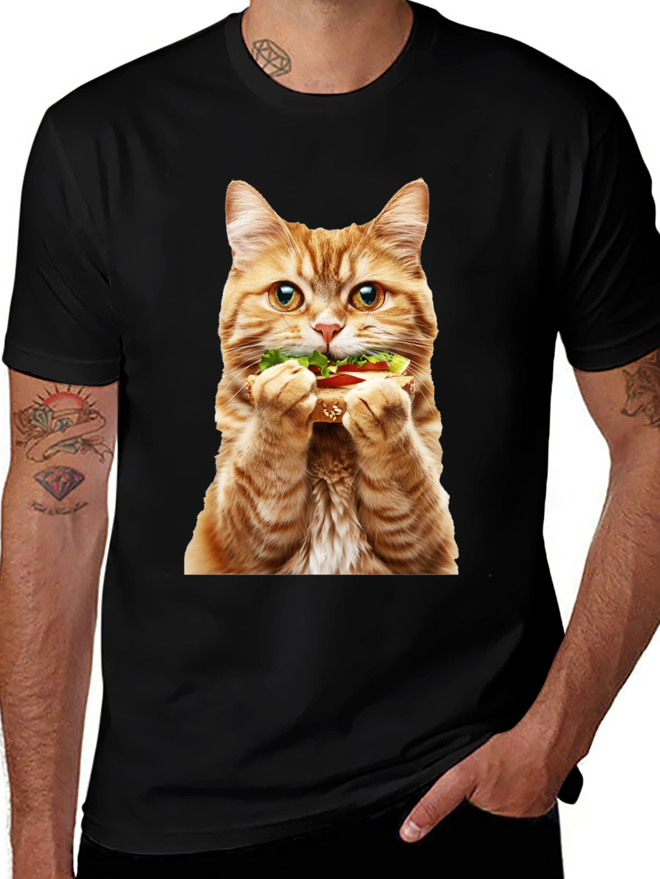 Variant 22 of Cat Eating Sandwich Graphic Tee