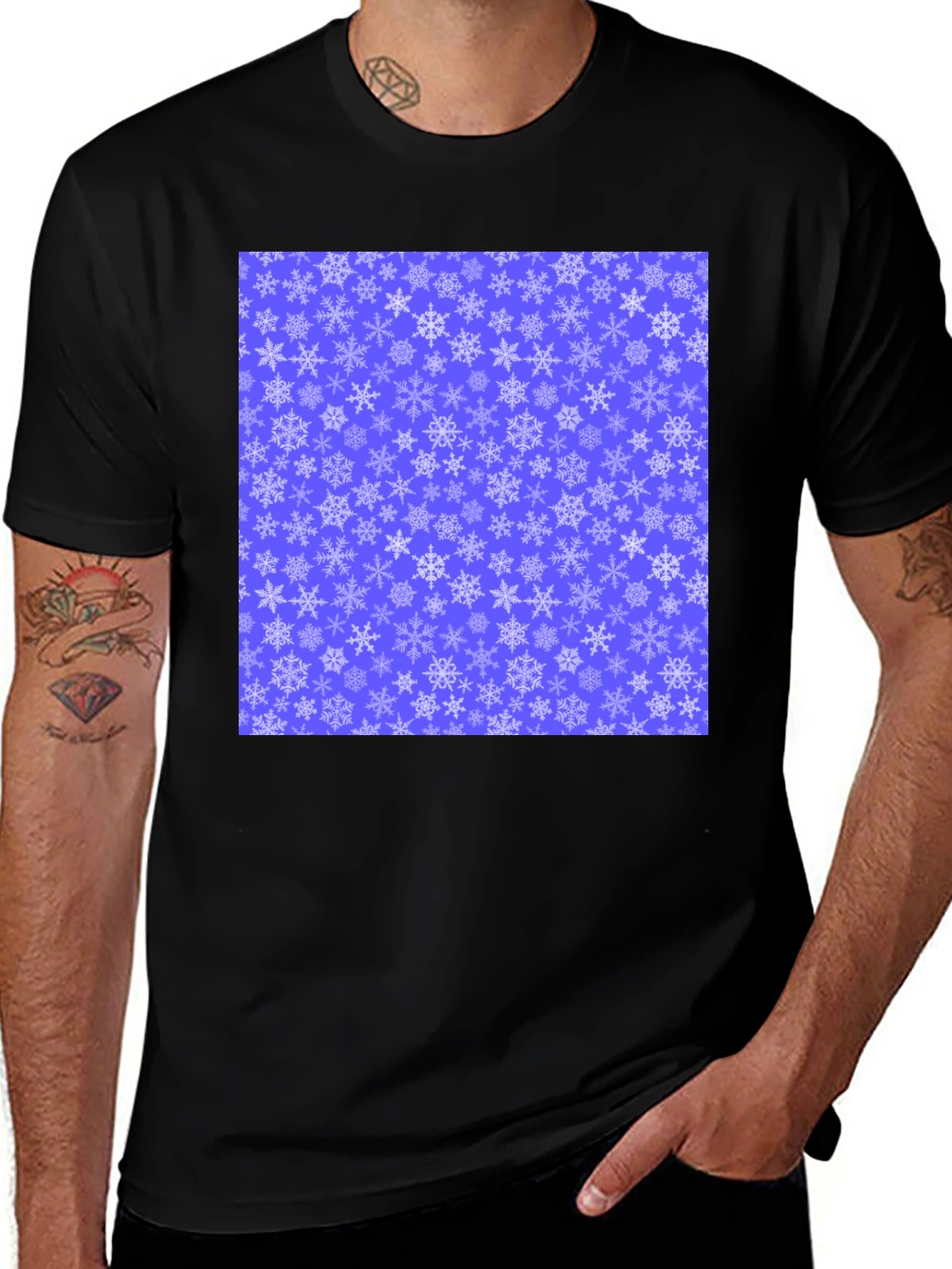 Variant 8 of Snowflake Pattern Black T-Shirt