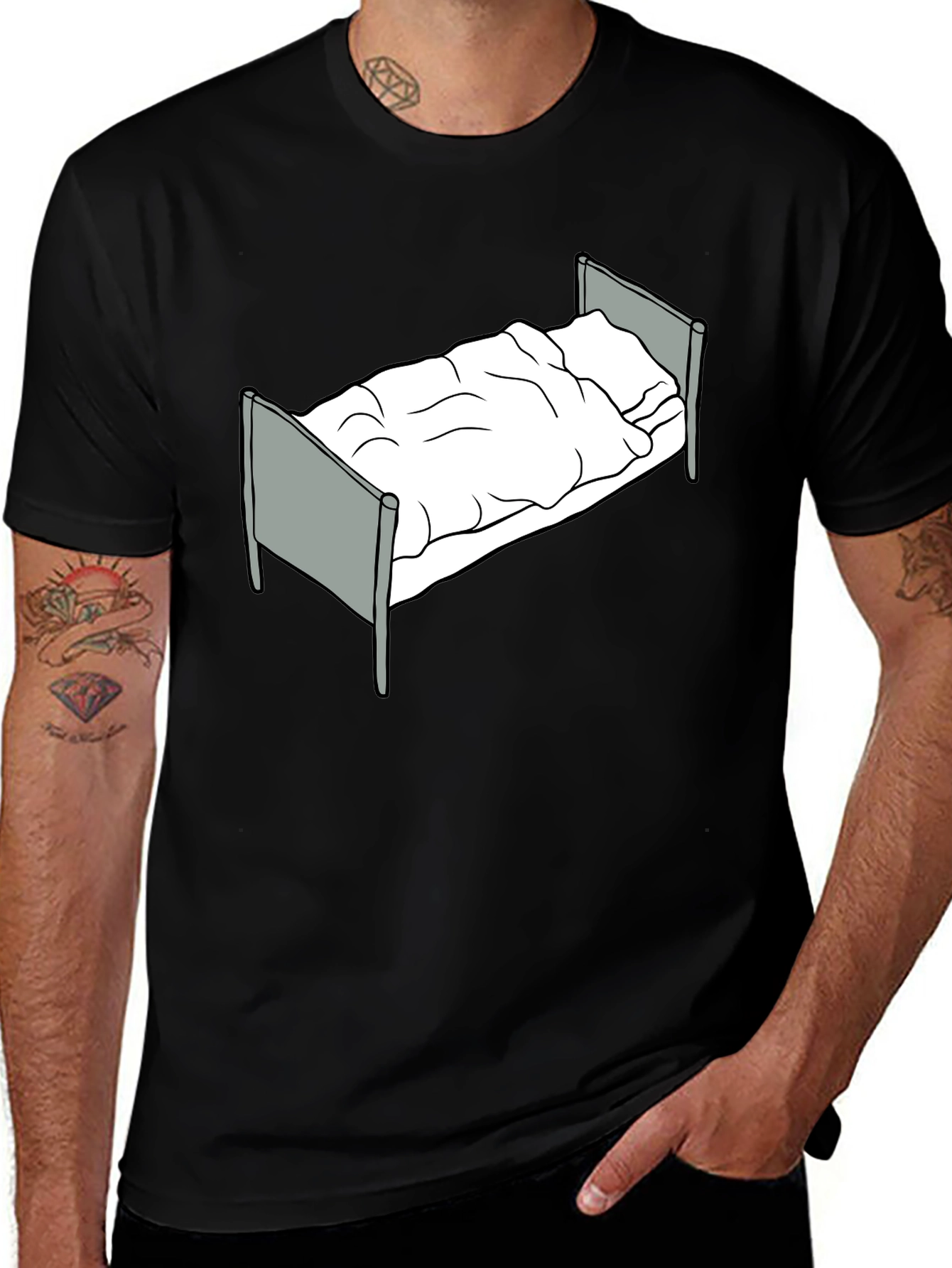 Variant 26 of Bed Graphic T-Shirt - Relaxed Fit Black Tee