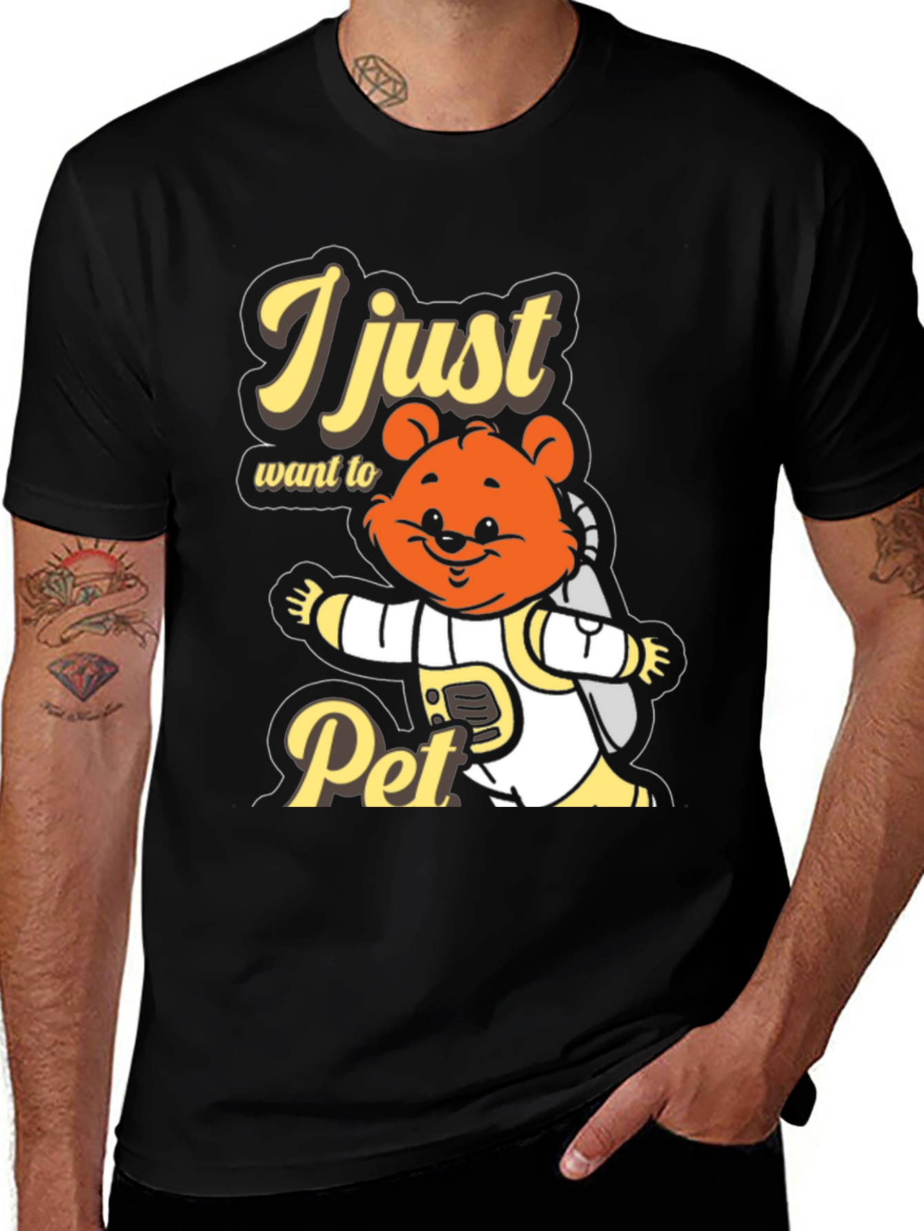 Variant 17 of I Just Want To Pet T-Shirt Cute Bear Astronaut