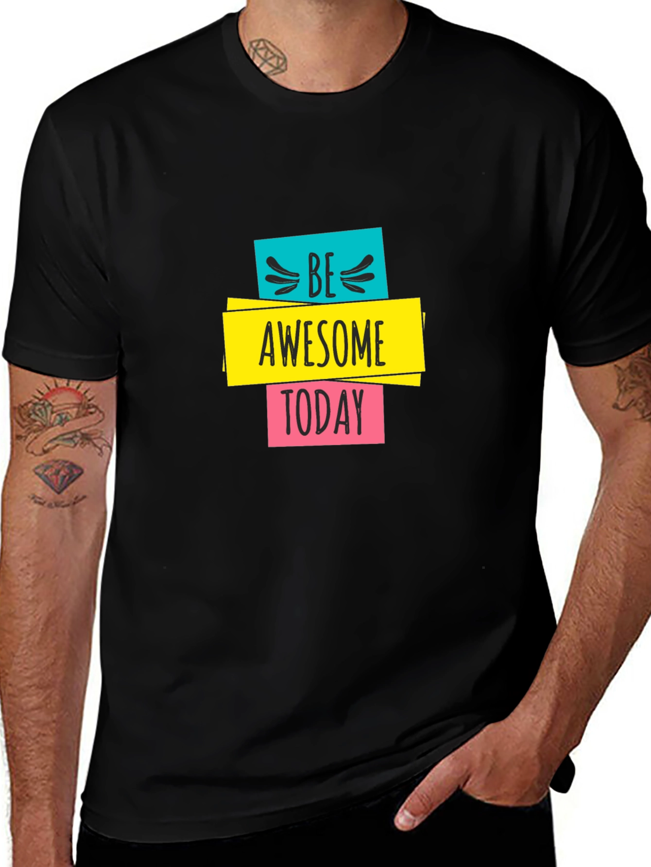 Variant 18 of Be Awesome Today Graphic Black T-Shirt