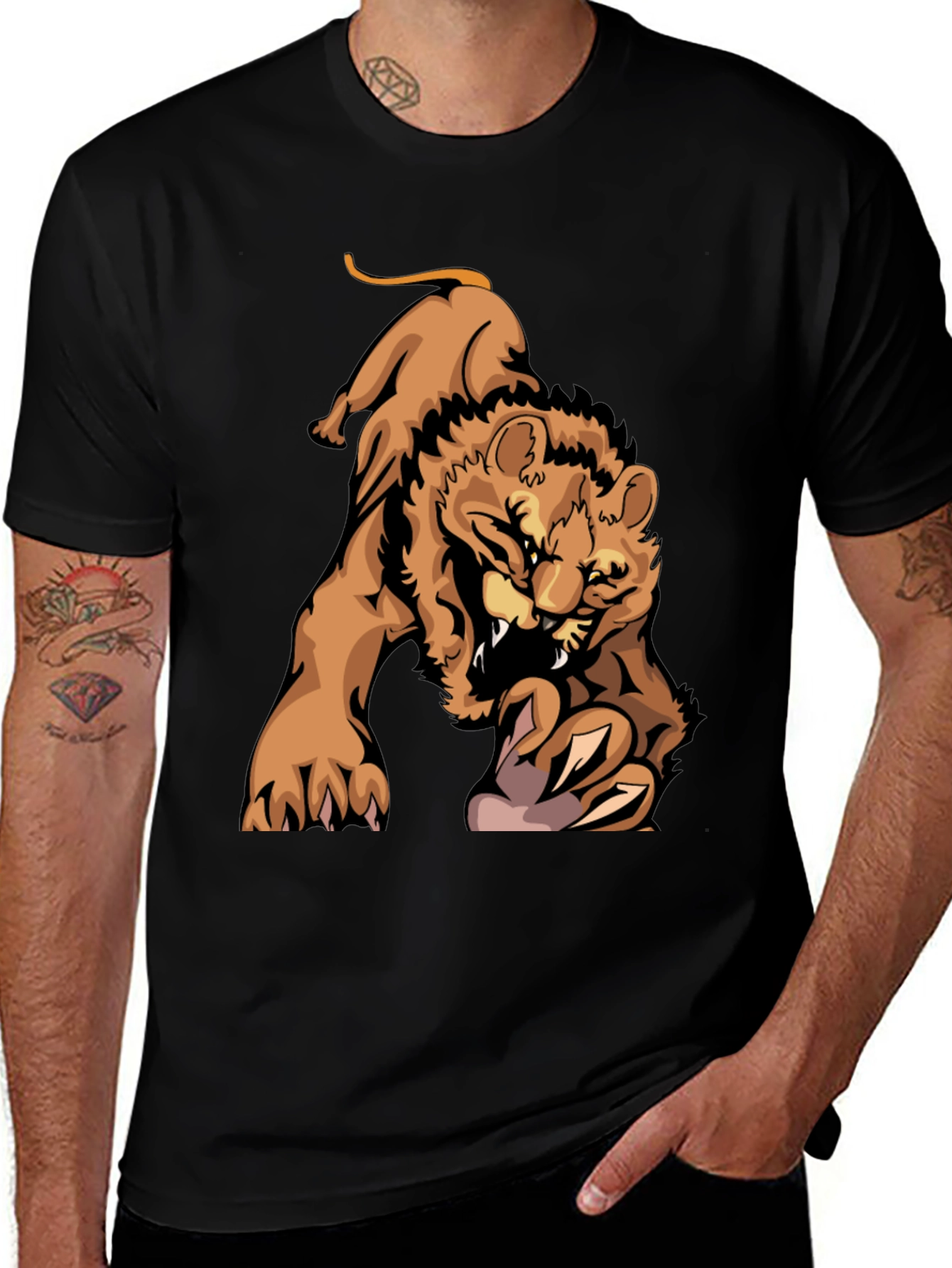 Variant 18 of Lion Graphic Print Black T-Shirt