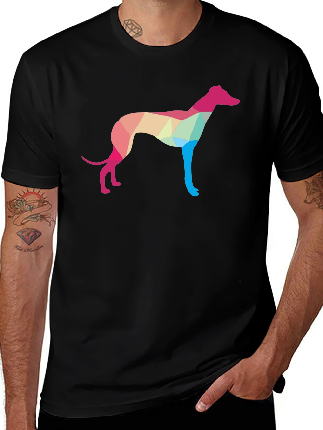 Geometric Greyhound Tee - Unique Dog Lover Shirt