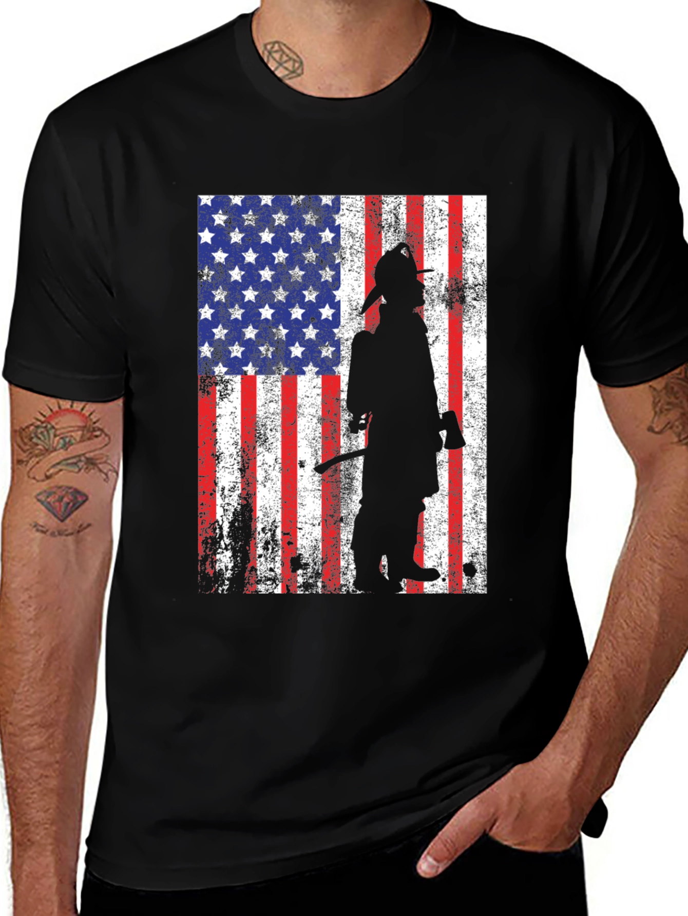 Variant 15 of Firefighter American Flag Patriotic T-Shirt