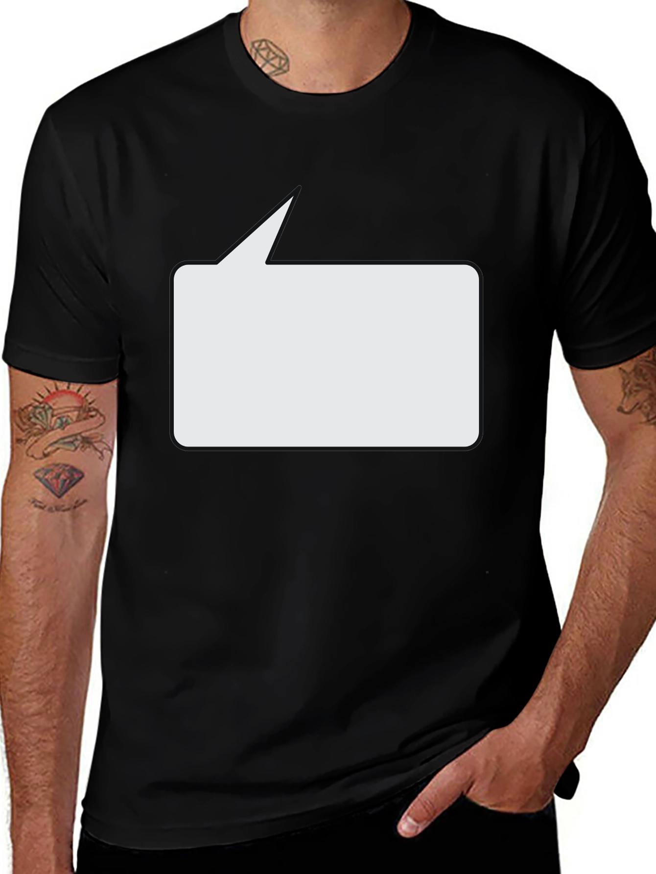 Variant 2 of Black T-Shirt with Speech Bubble