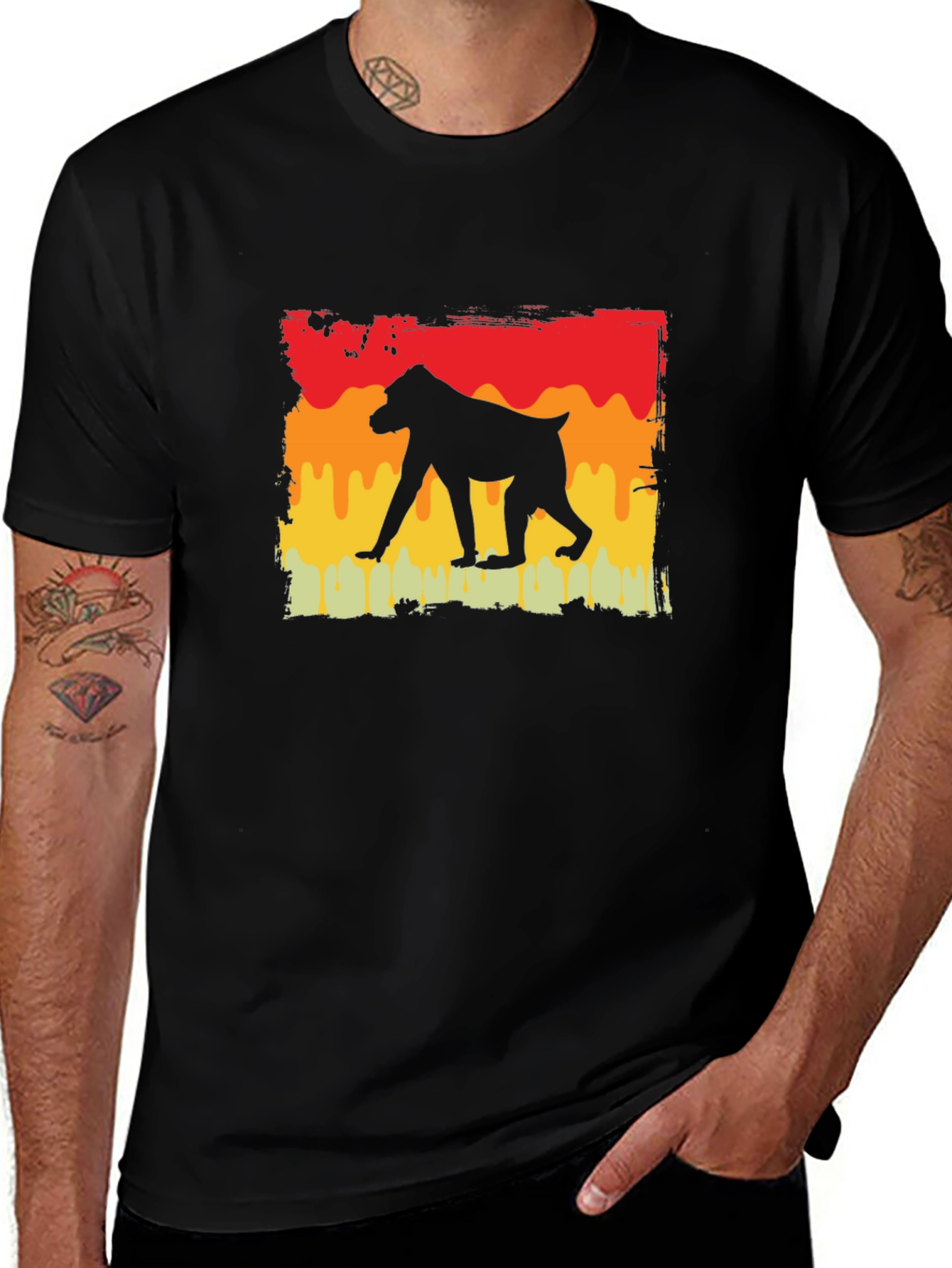Variant 29 of Baboon Silhouette Tee - Retro Style