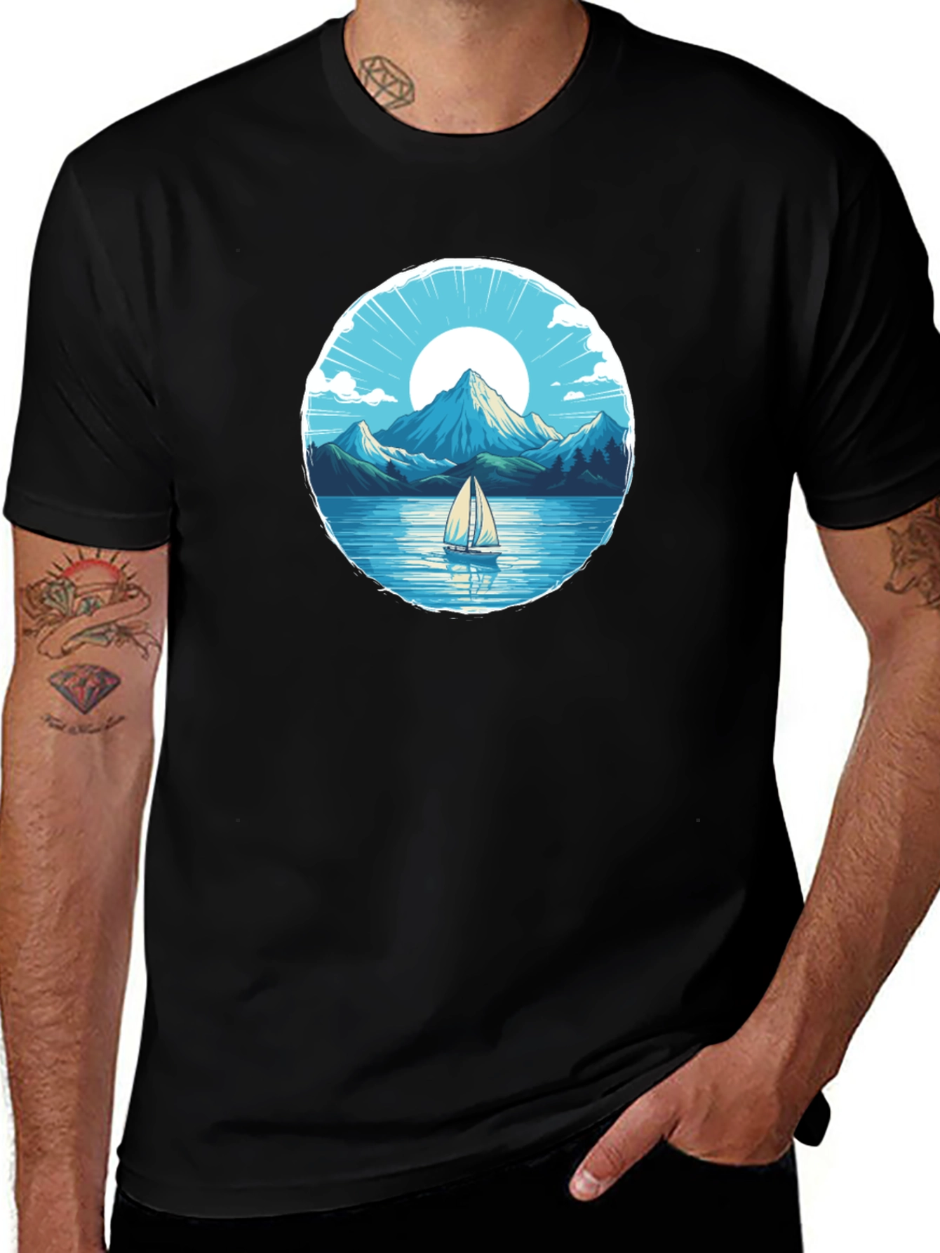 Variant 15 of Mountain Lake Sailboat Graphic Tee