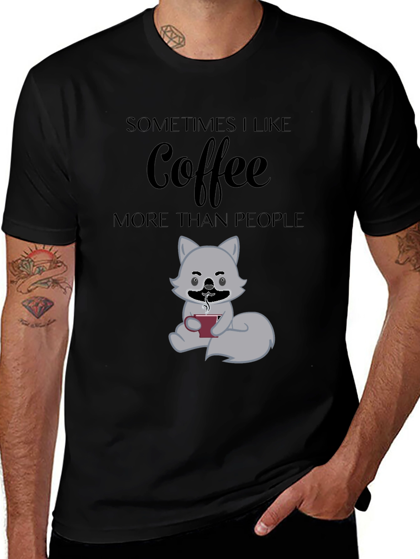 Variant 28 of Coffee Loving Tee: Sometimes I Like Coffee More Than People