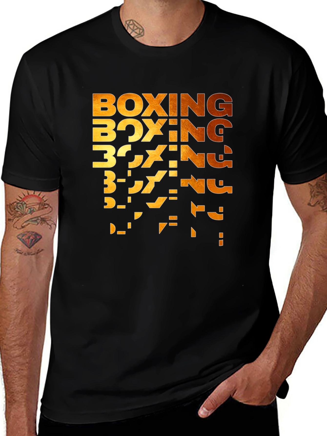 Variant 5 of Boxing Graphic Print Black T-Shirt